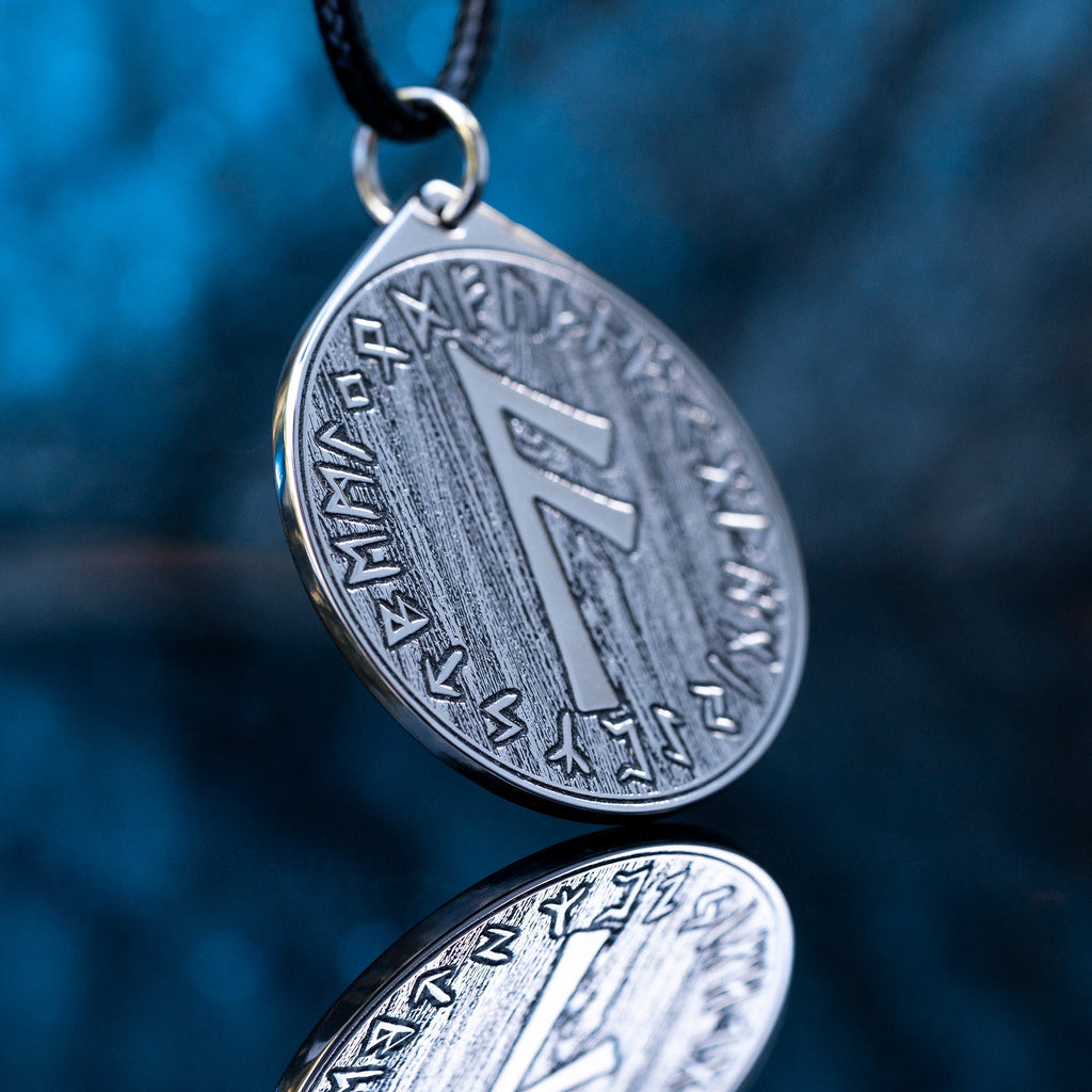 Viking Intelligence Ansuz Rune pendant in Wheel of Universe North Celtic amulet Elder Futhark talisman occult magic