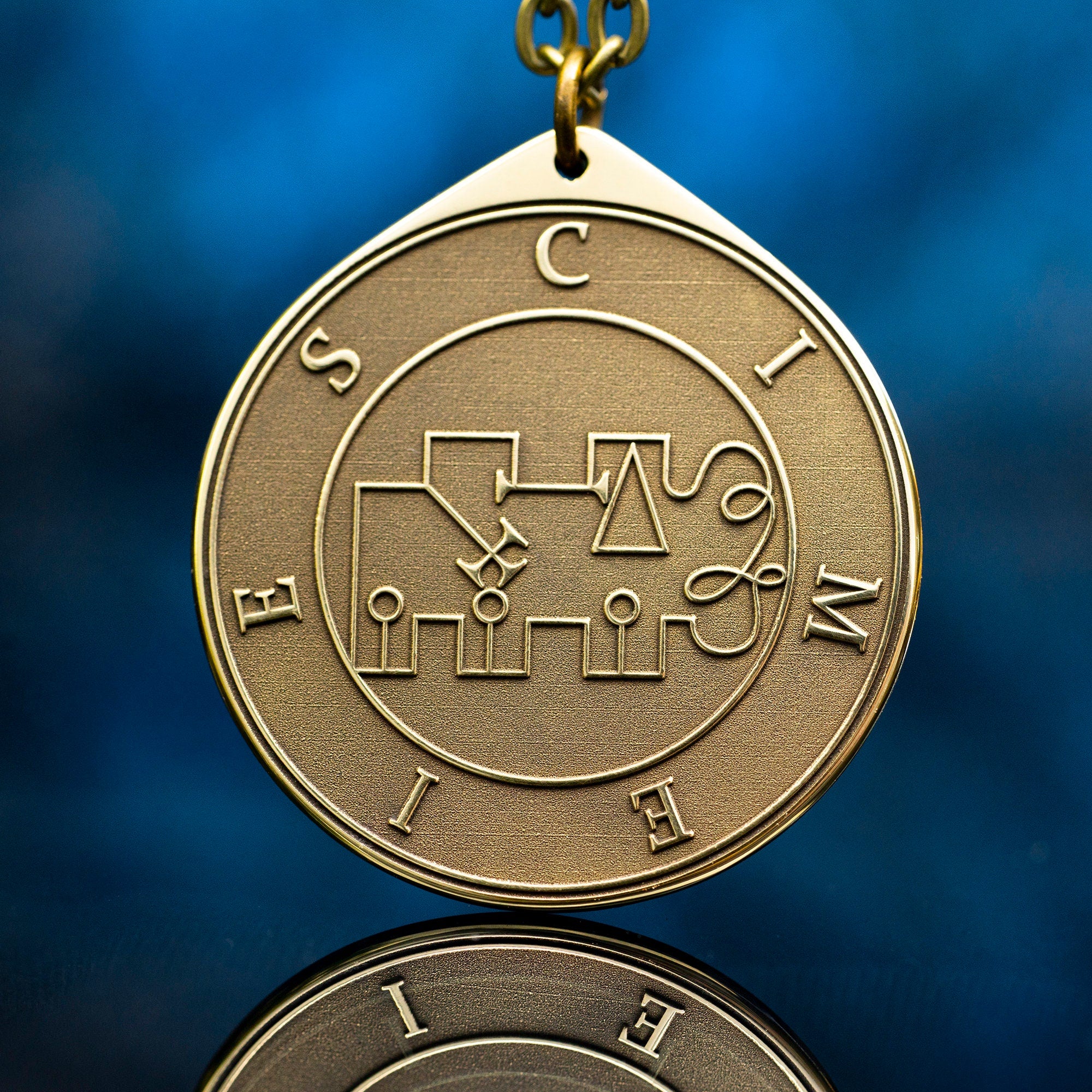 Cimeies Seal Pendant: Brass Occult Talisman, Lesser Key of Solomon