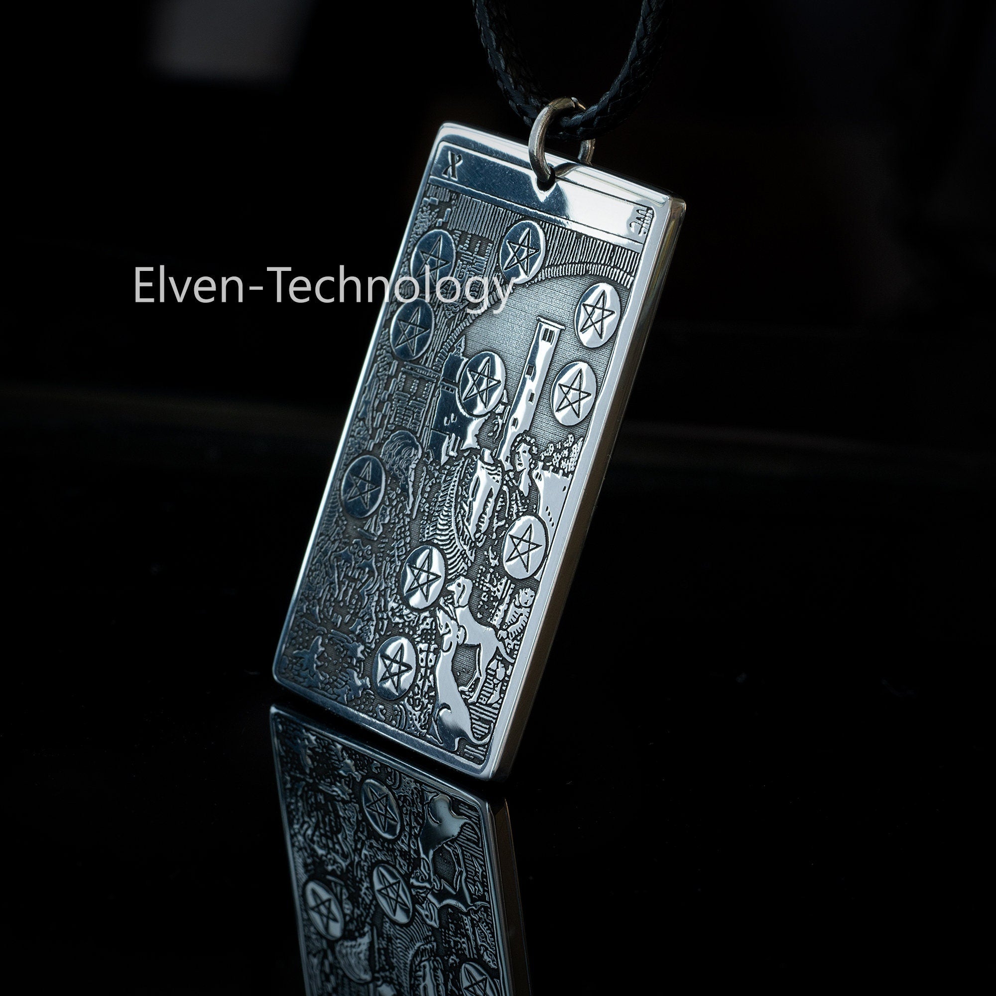 Ten of Pentacles Tarot Card Pendant: High Arcana Occult Amulet