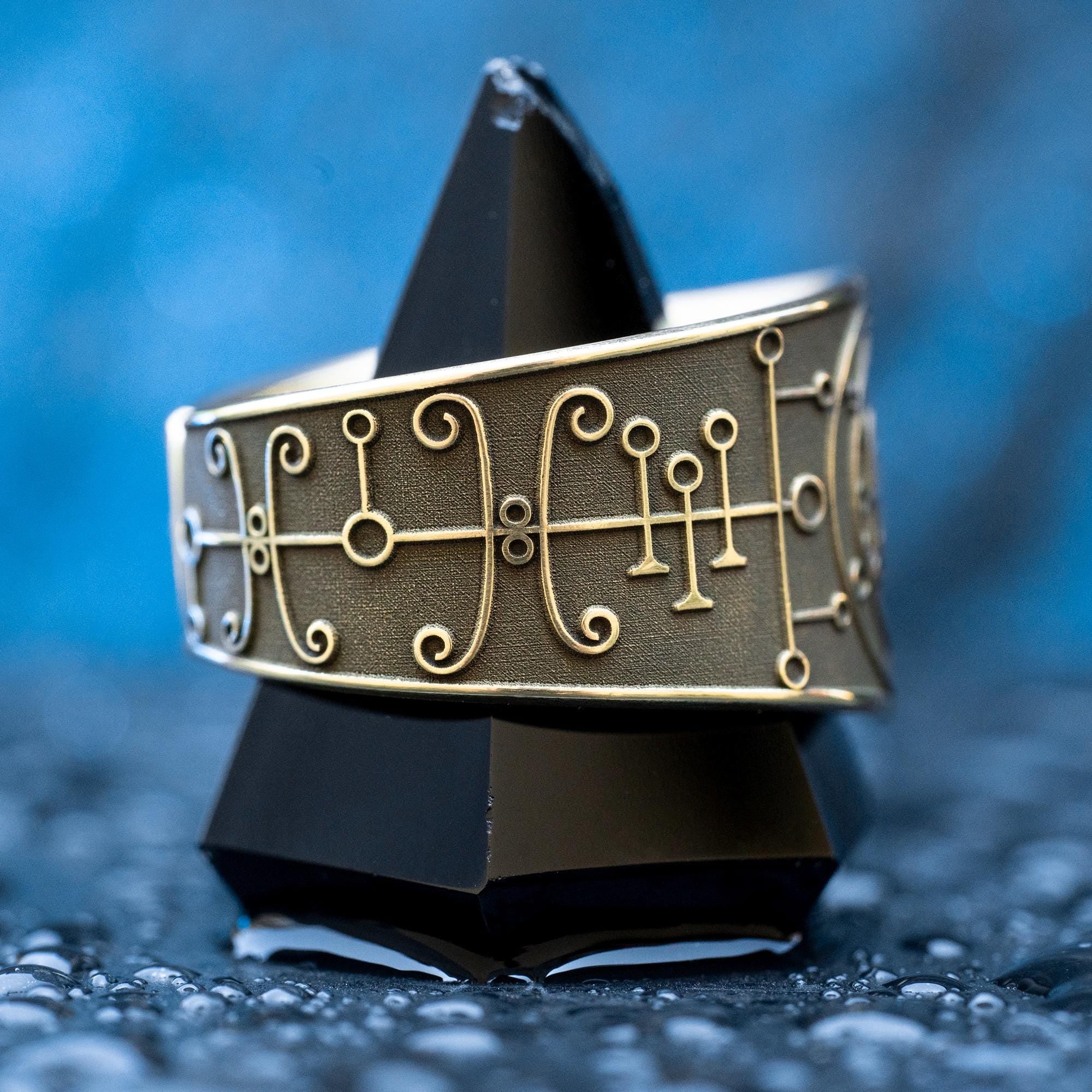 Duke Sallos Demon of True Love occult adjustable ring, Lesser Key of Solomon Seal sacred geometry kabbalah goetia magic