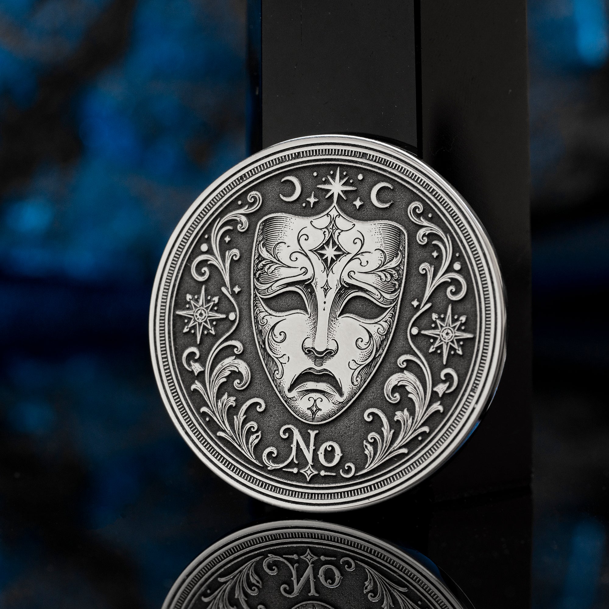 Theater Mask Decision Coin: Yes No Oracle Flip Token, Comedy Tragedy Talisman