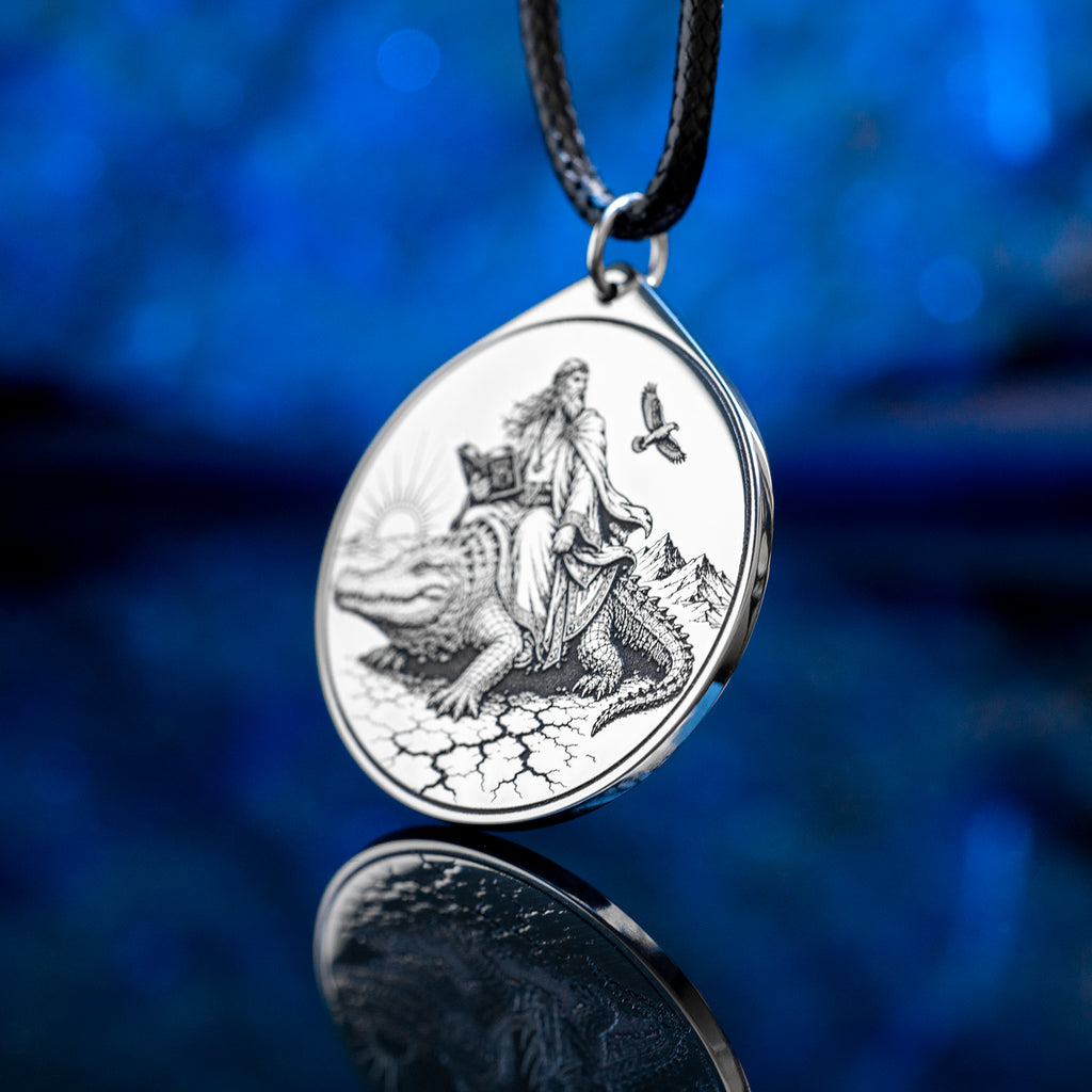 Double-sided Agares pendant with Ars Goetia seal on one side and Agares portrait on the other