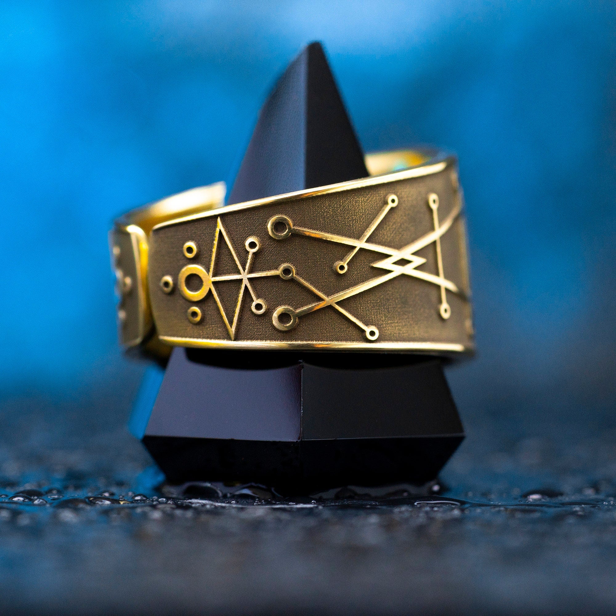 Azazel Brass Ring: Adjustable Solomon Seal Occult Ring