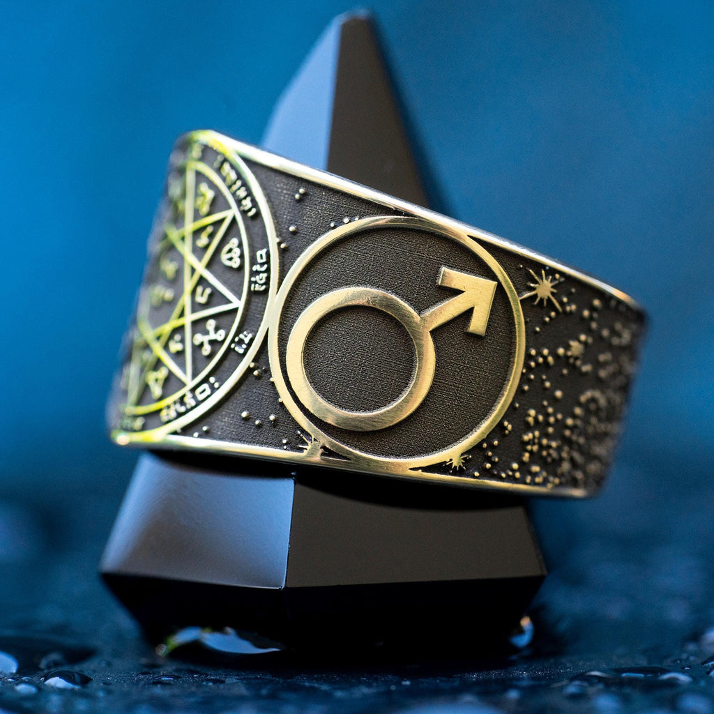 Goetia Seventh Pentacle of Mars Ring: Kabbalah Seal of Solomon Amulet