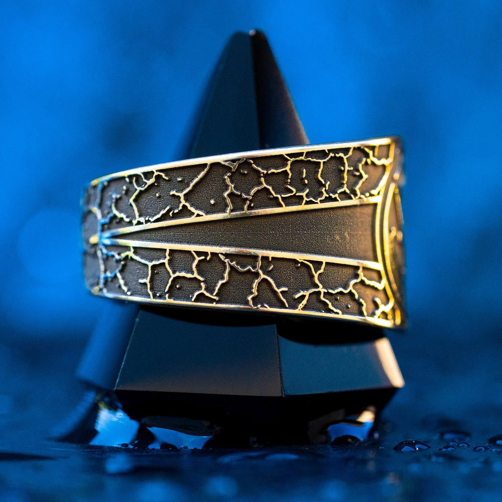 Alchemical Earth Symbol Brass Ring: Wiccan Esoteric Jewelry