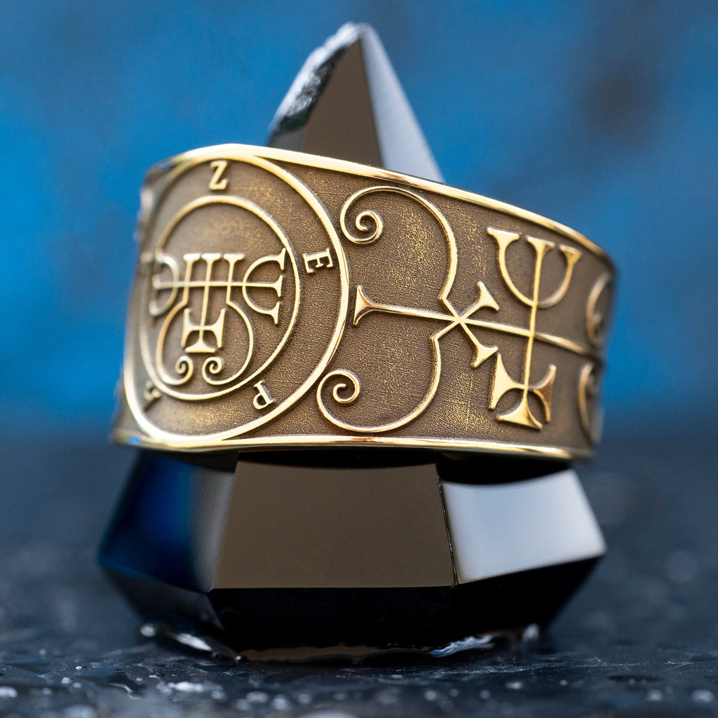 Duke Zepar Brass Ring: Occult Seal, Adjustable Band