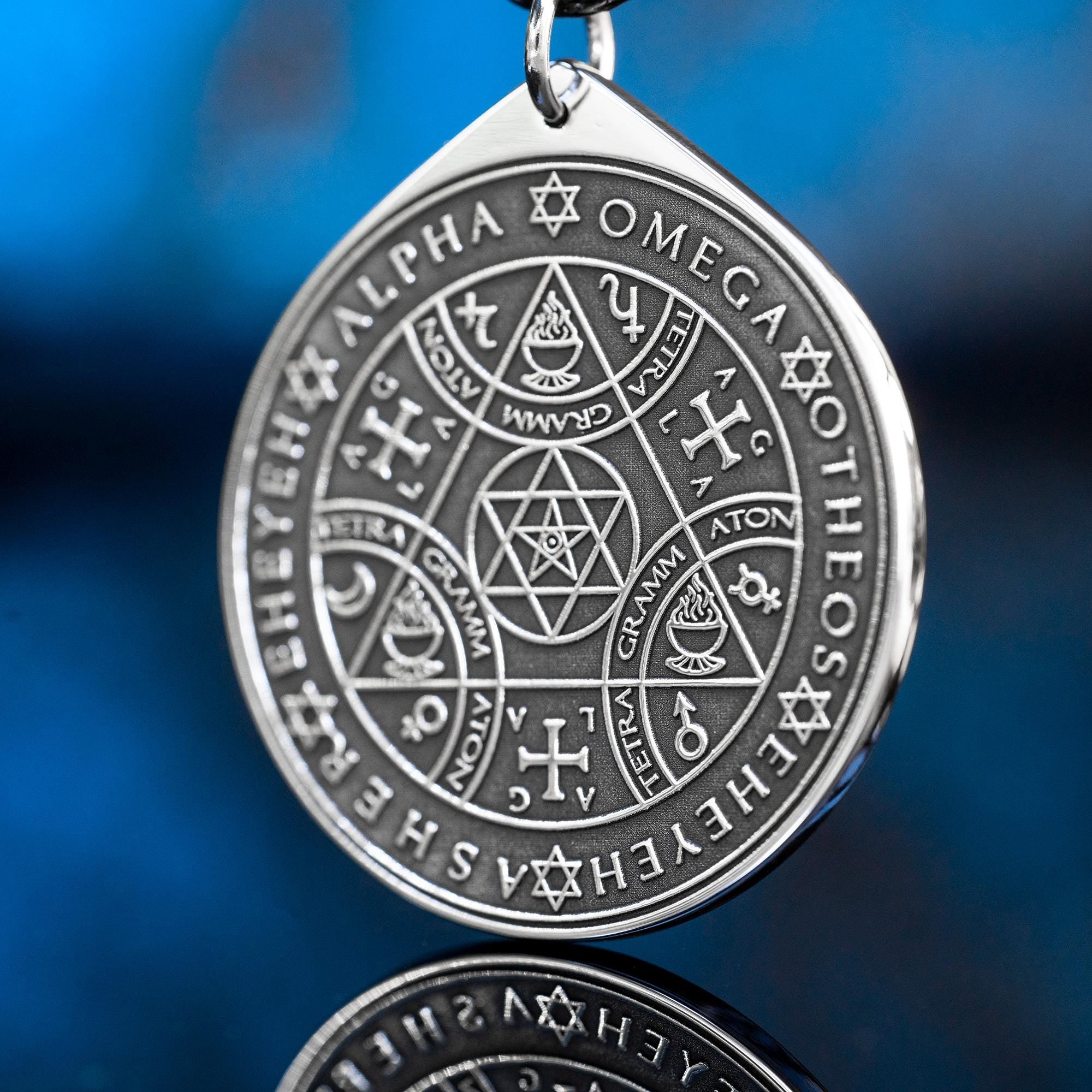 Enochian Sigil of Protection Pendant: Solomon Seal Amulet, Goetia Talisman