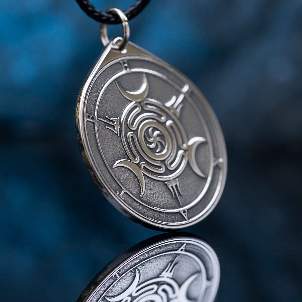 Hecate Wheel Pendant: Strophalos Moon Goddess Amulet