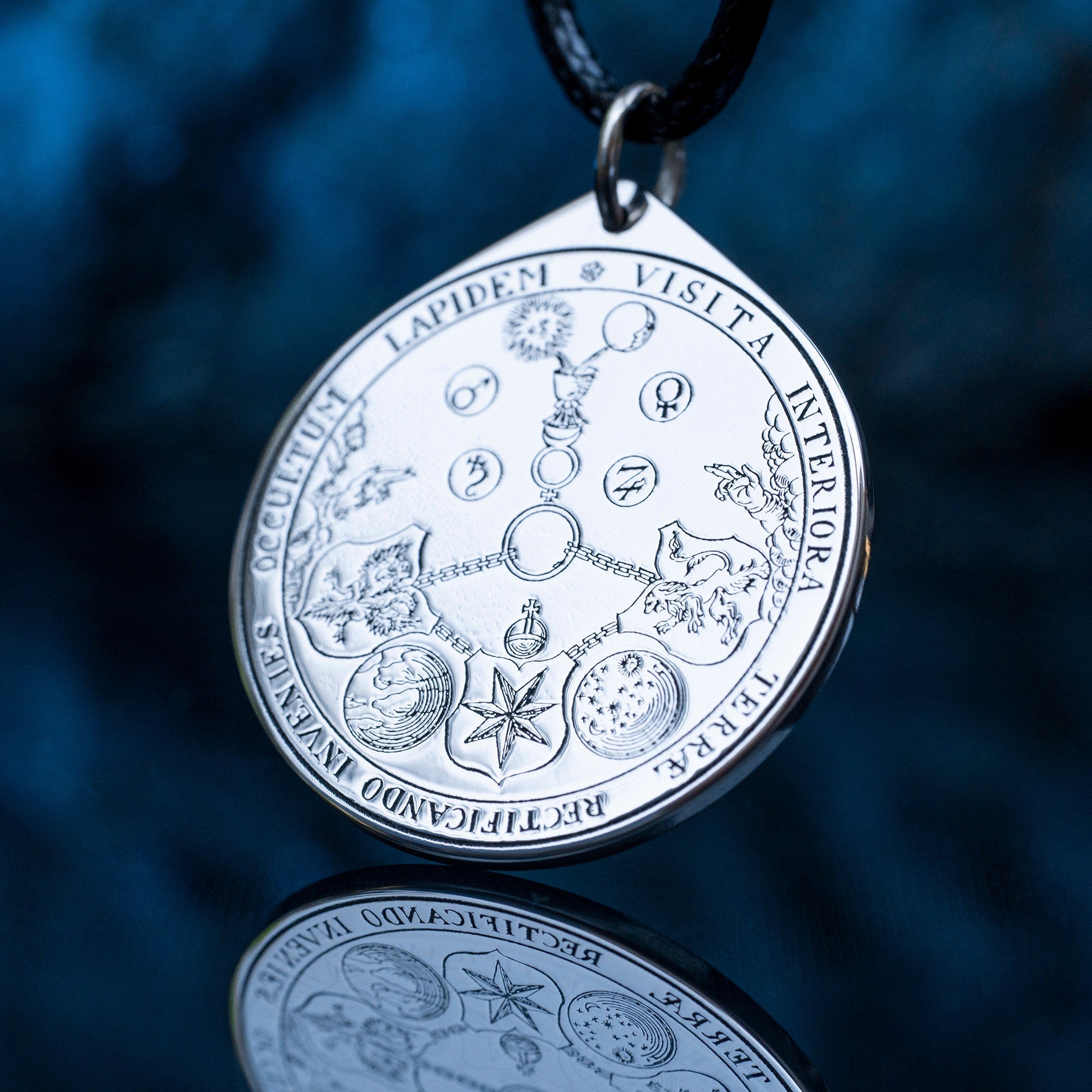 Alchemy Guild Insignia Pendant: V.I.T.R.I.O.L. Philosopher Stone Amulet