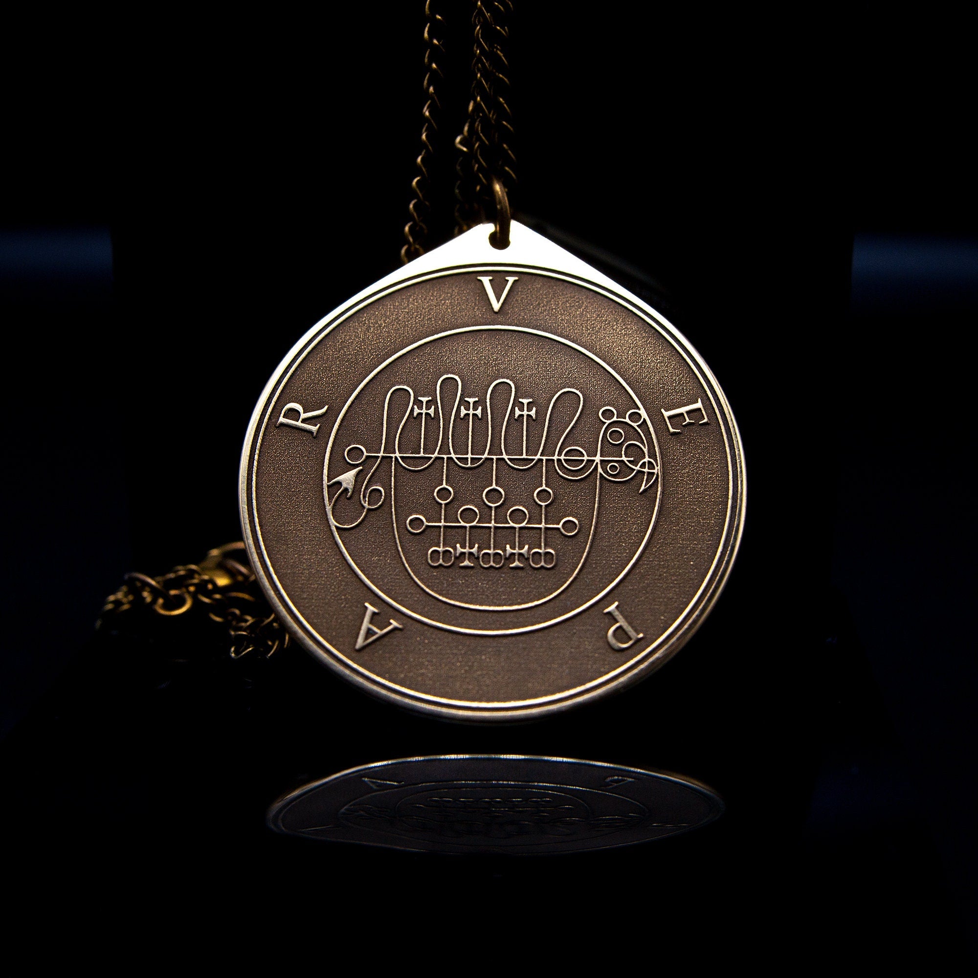 Duke Vepar Brass Pendant: Lesser Key of Solomon Seal Amulet