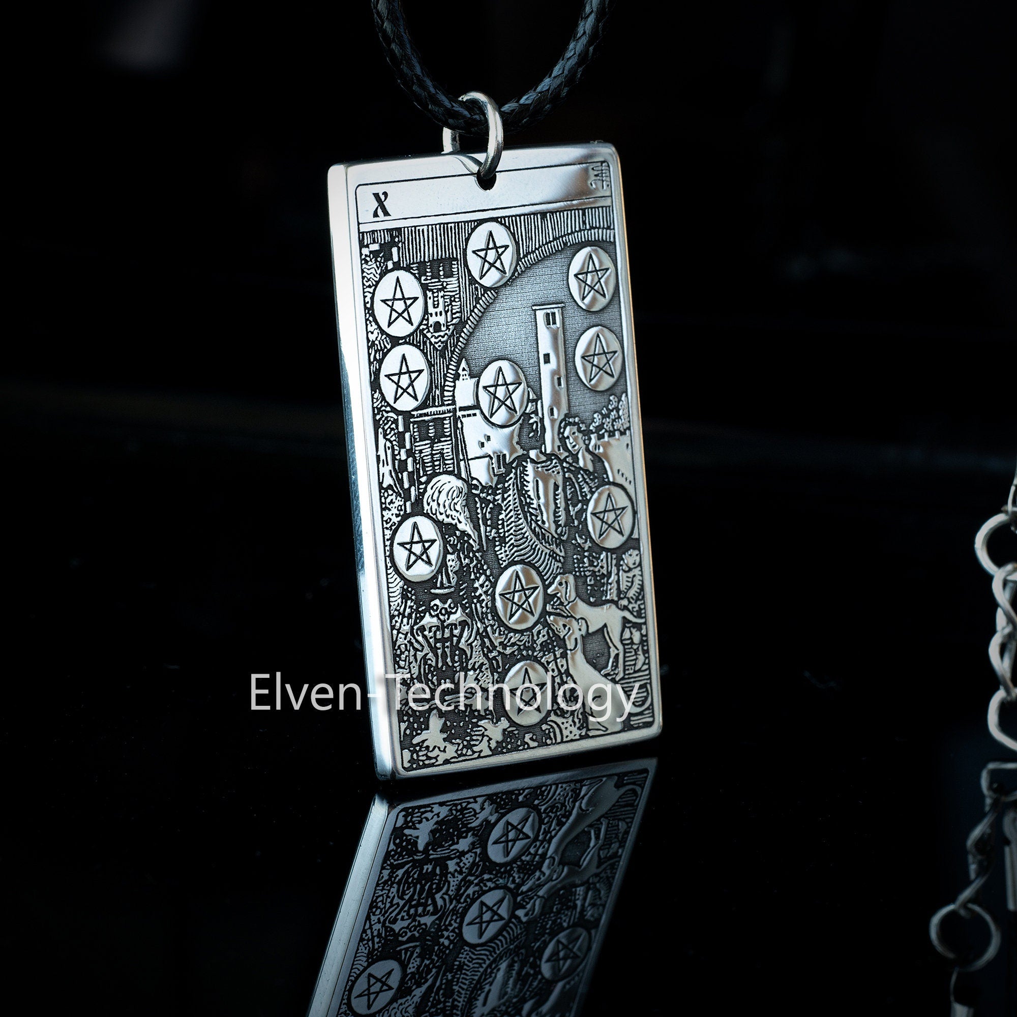 Ten of Pentacles Tarot Card Pendant: High Arcana Occult Amulet