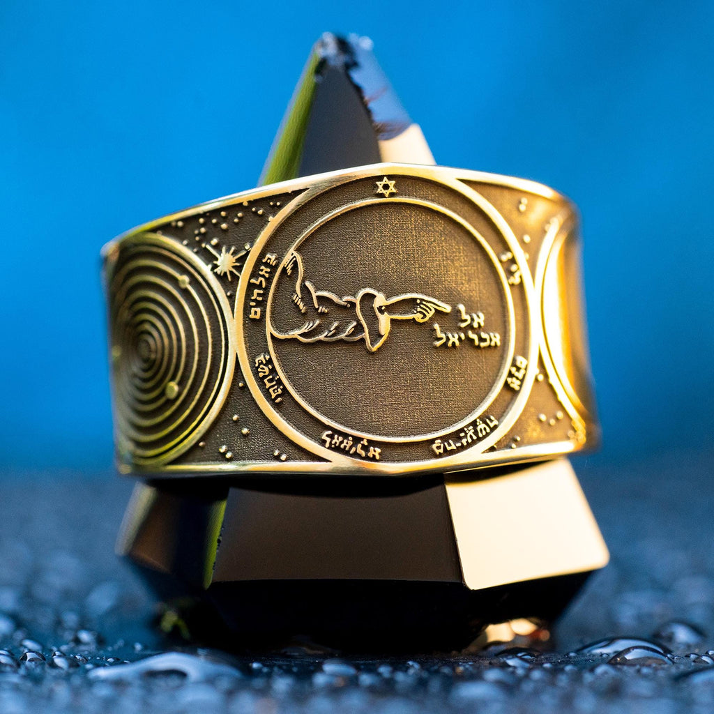 Goetia Second Pentacle of the Moon Brass Ring: Kabbalah Amulet Talisman