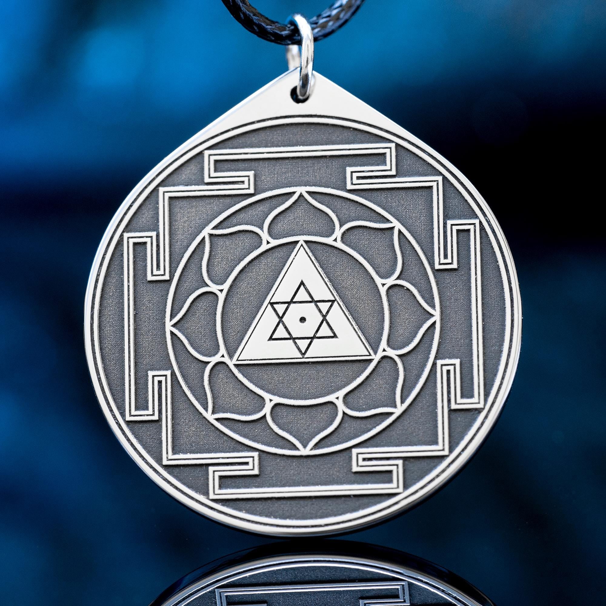 Sri Yantra Pendant: Sacred Geometry Talisman, Stainless Steel