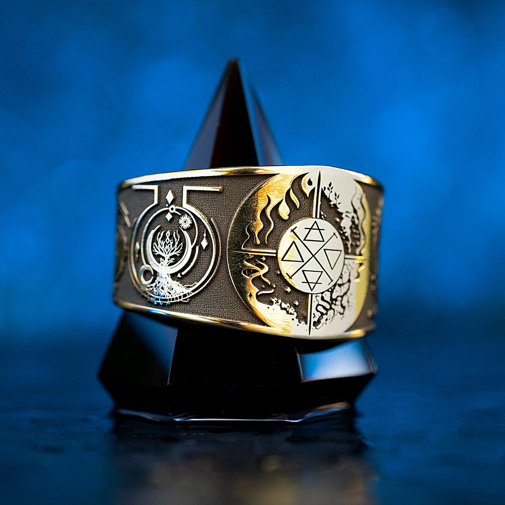 Alchemy Seal Ring: Elemental Cycle of Life and Death, Kabbalah Occult Goetia Talisman