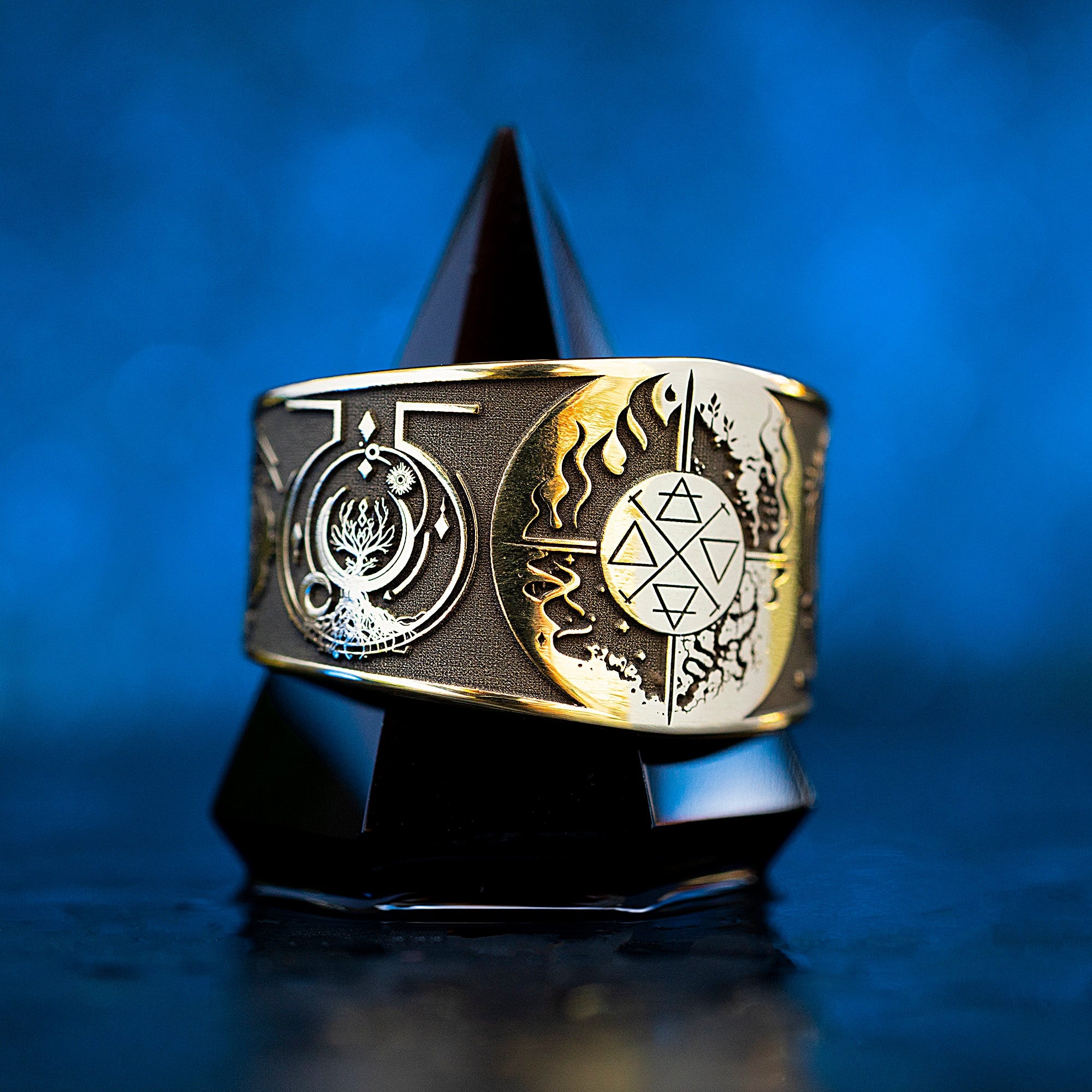 Alchemy Seal Ring: Elemental Cycle of Life and Death, Kabbalah Occult Goetia Talisman