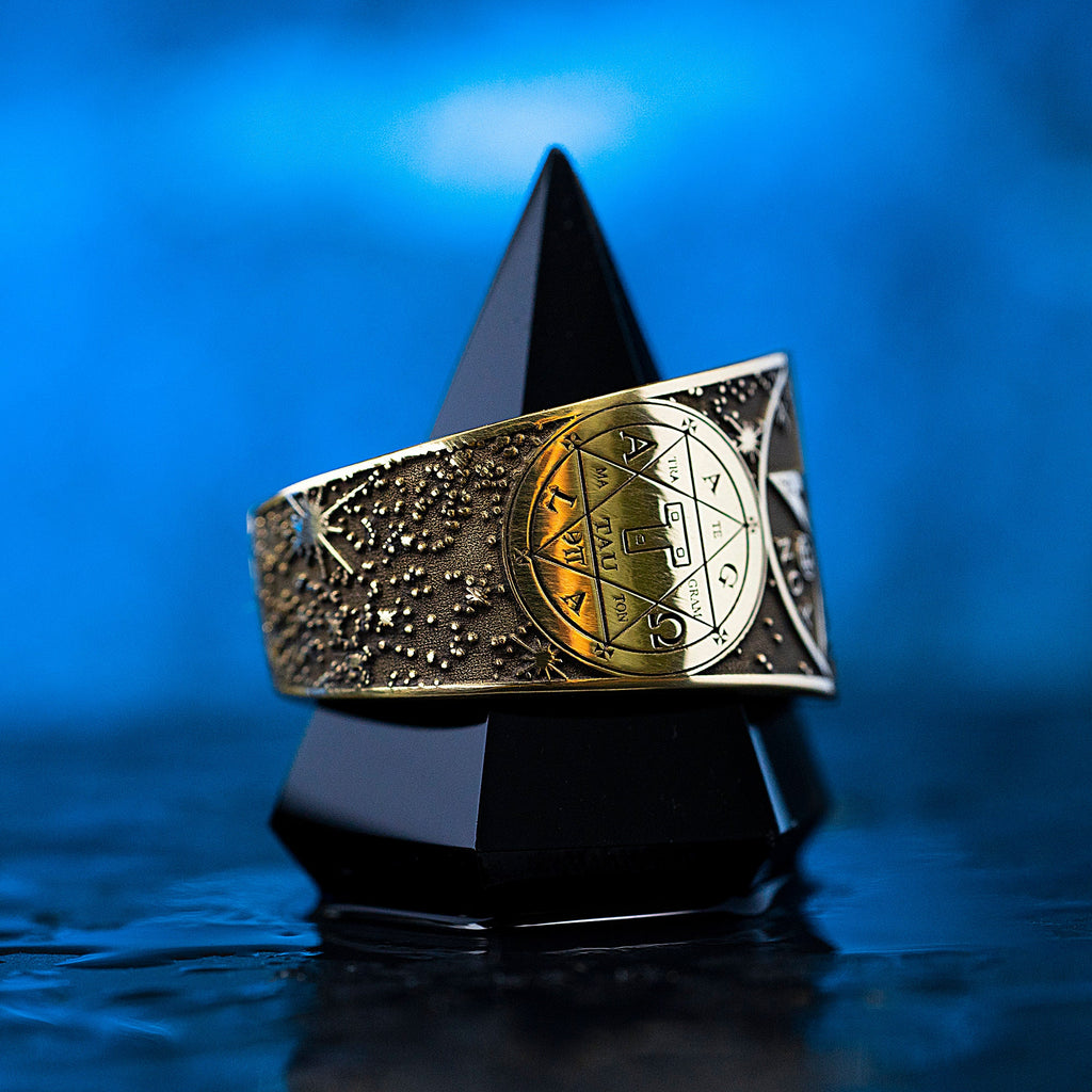Tetragrammaton Brass Ring: Enochian Sigil, Solomon Goetia Kabbalah Seal