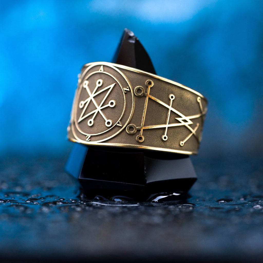 Azazel Brass Ring: Adjustable Solomon Seal Occult Ring