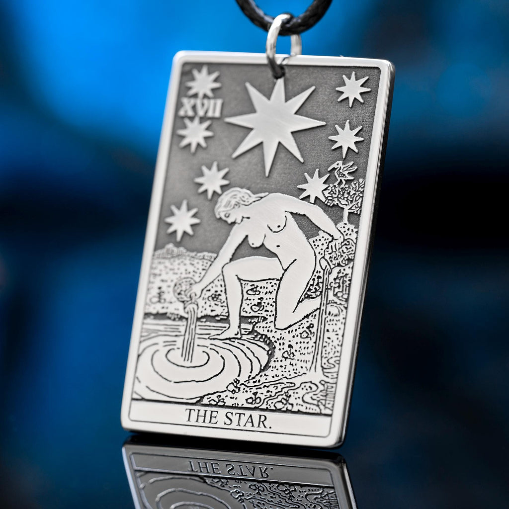 The Star Tarot Card Pendant: Stainless Steel Occult Amulet