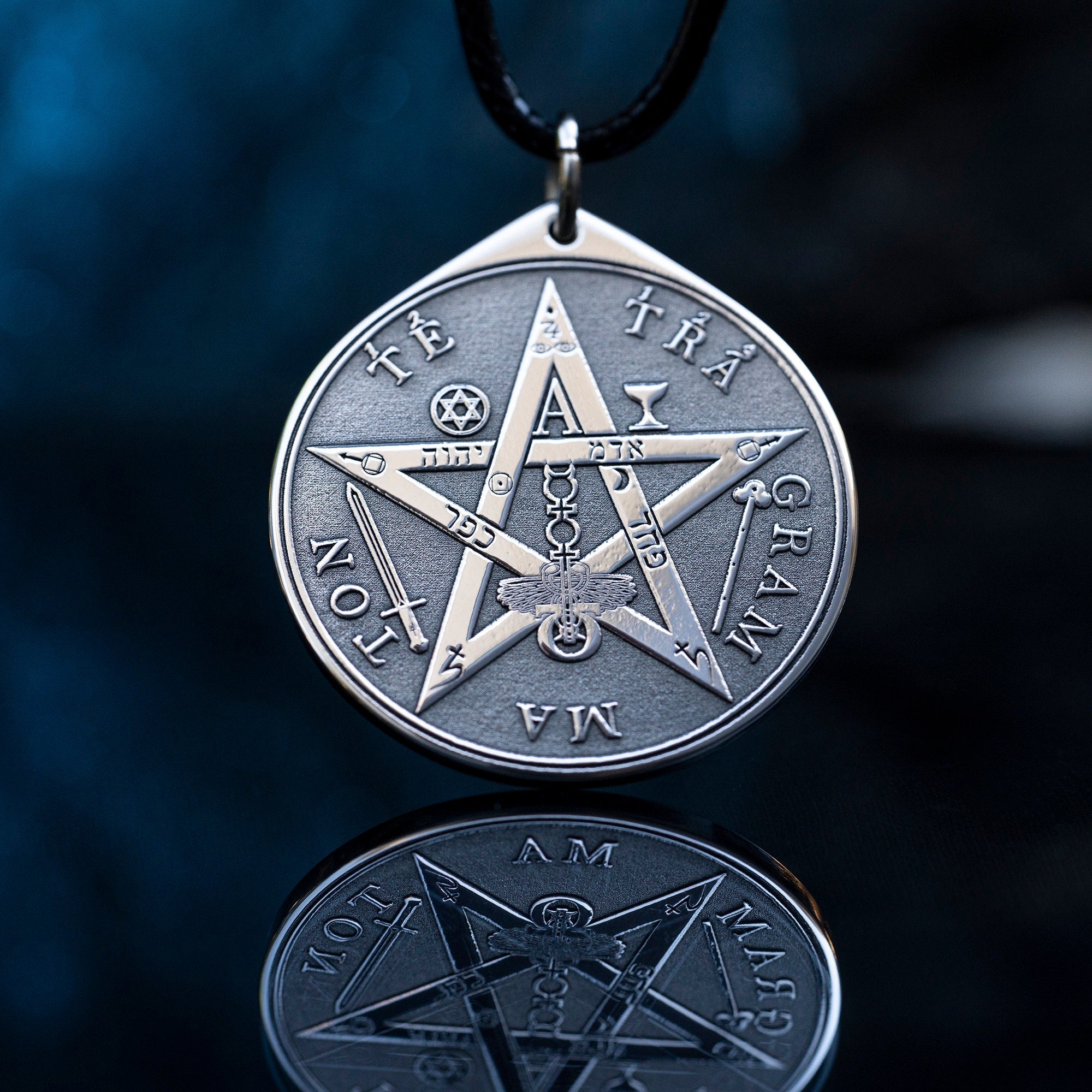 Tetragrammaton Pentagram Pendant: Solomon Seal Kabbalah Amulet