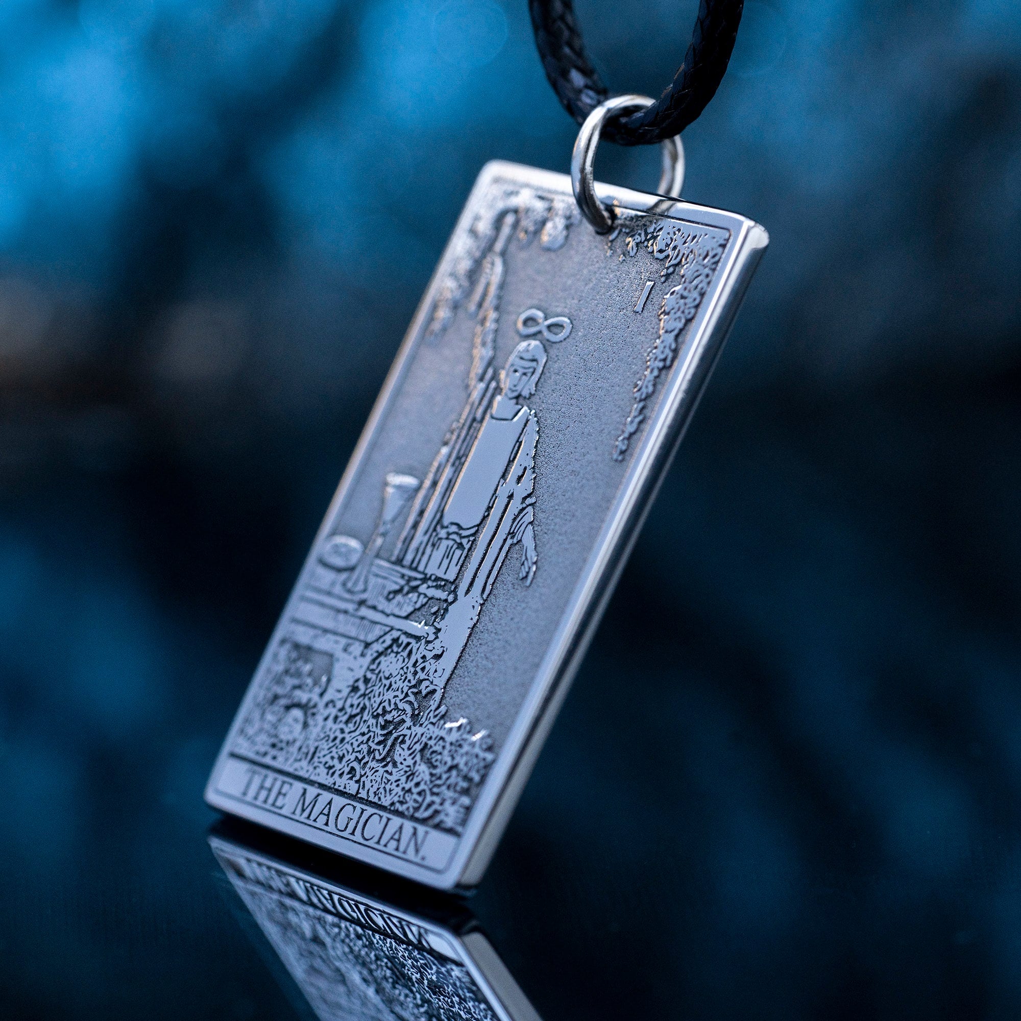 The Magician Tarot Card Pendant: Stainless Steel Kabbalah Amulet