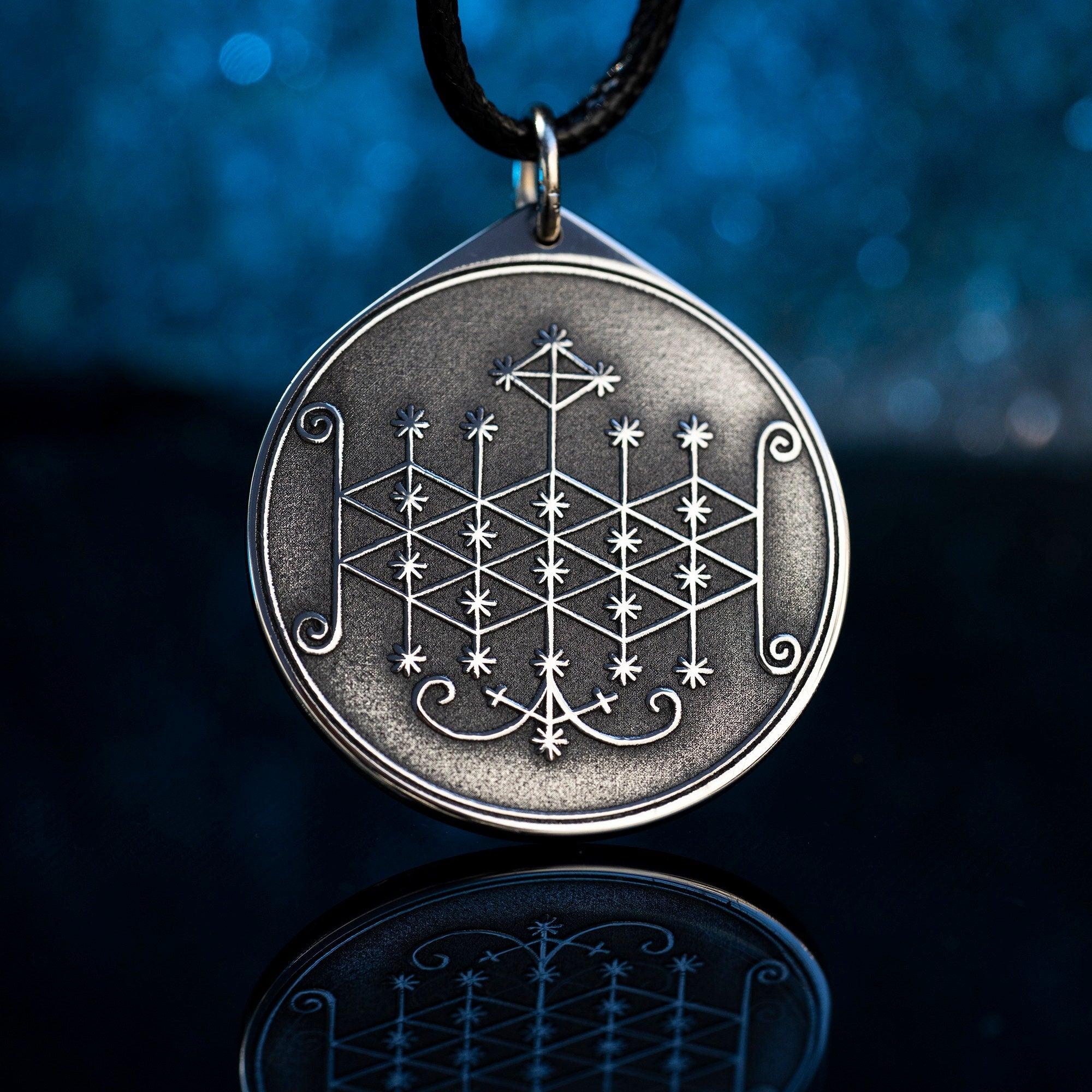 Ogoun Veve Pendant: God of Iron Amulet, Vodou Spirit Seal