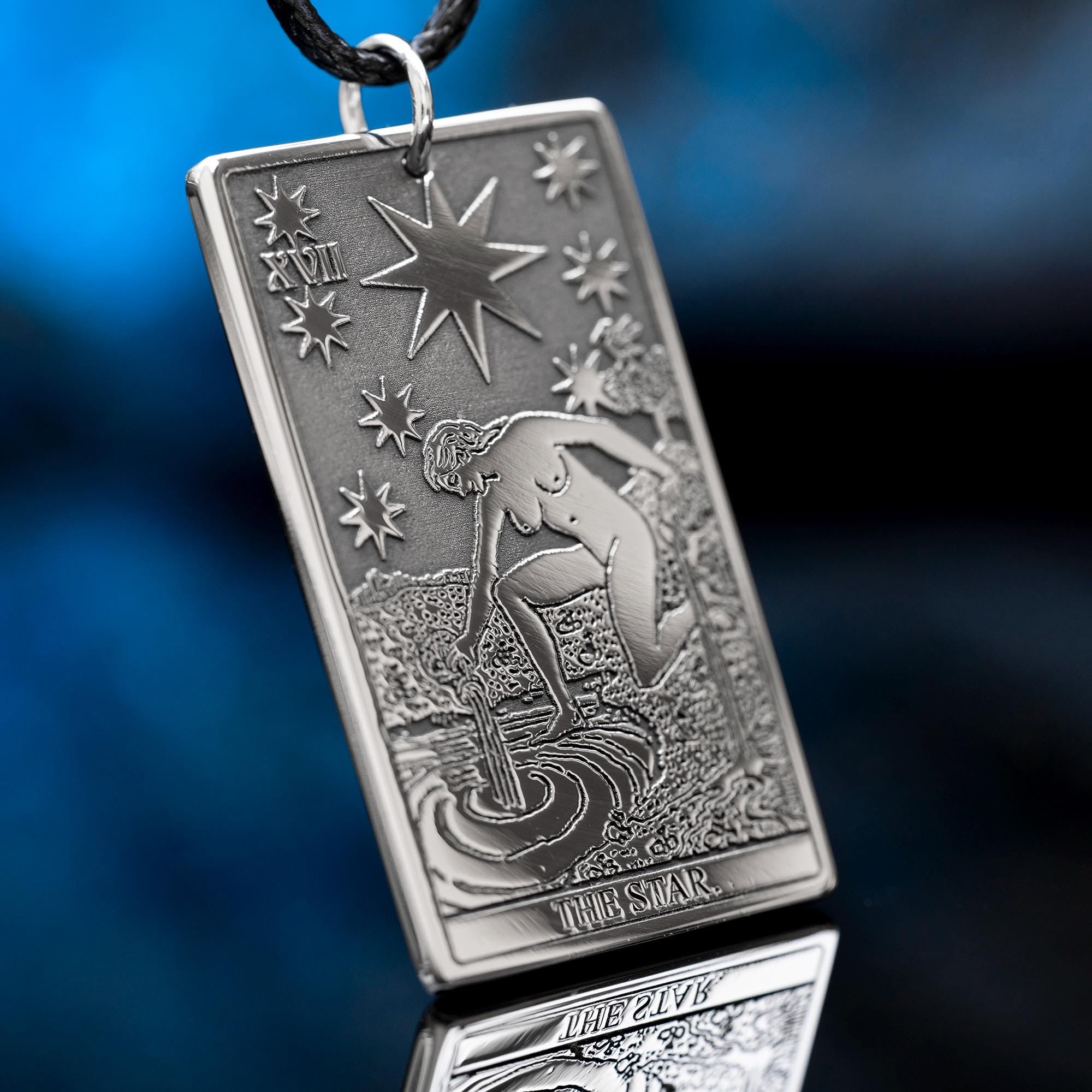 The Star Tarot Card Pendant: Stainless Steel Occult Amulet