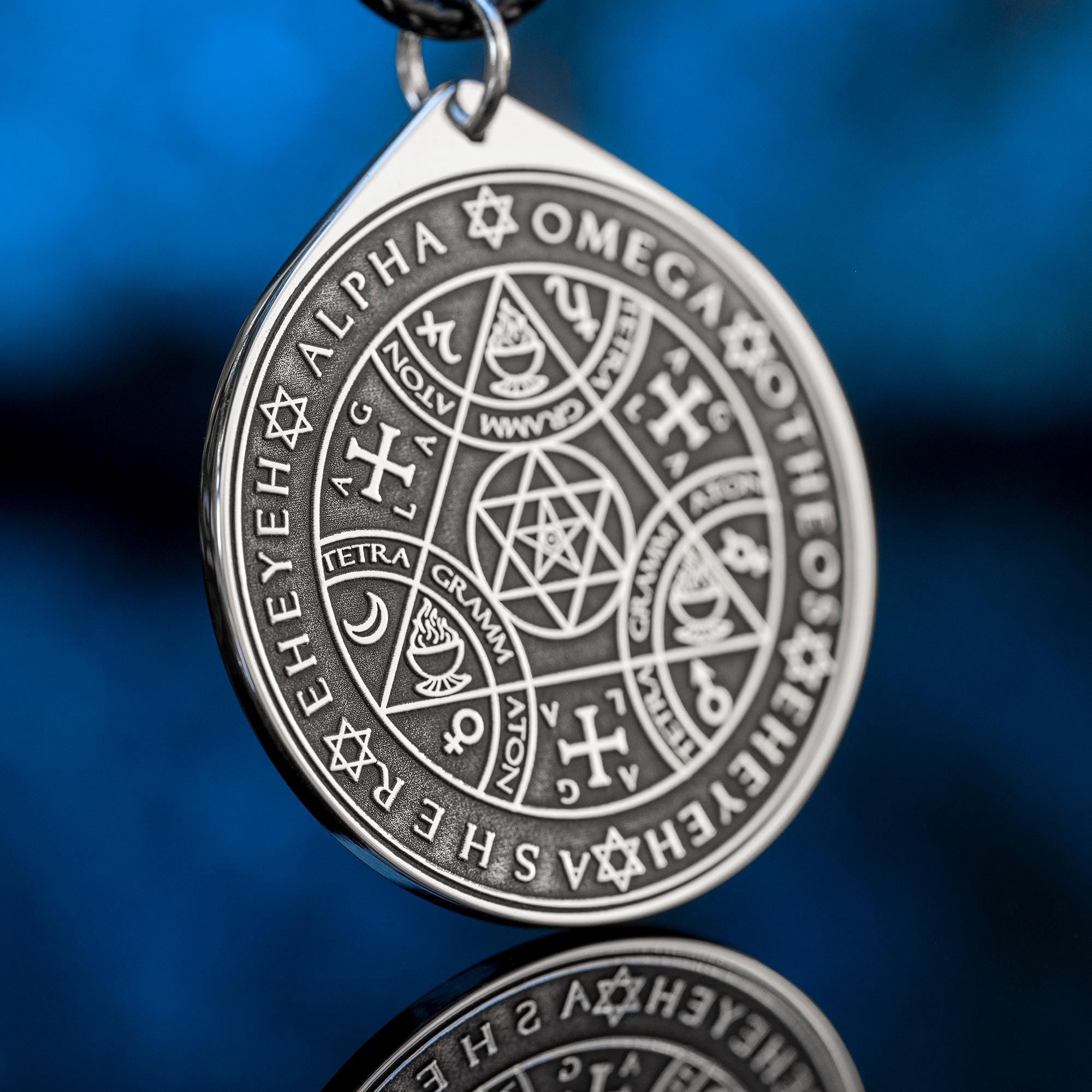 Enochian Sigil of Protection Pendant: Solomon Seal Amulet, Goetia Talisman