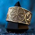 Seventh Pentacle of Jupiter ring with engraved Solomon seal associated with poverty protection and treasure discovery