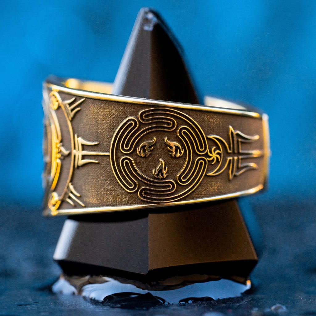 Hecate Wheel Ring: Triple Moon Goddess, Pagan Witchcraft Talisman