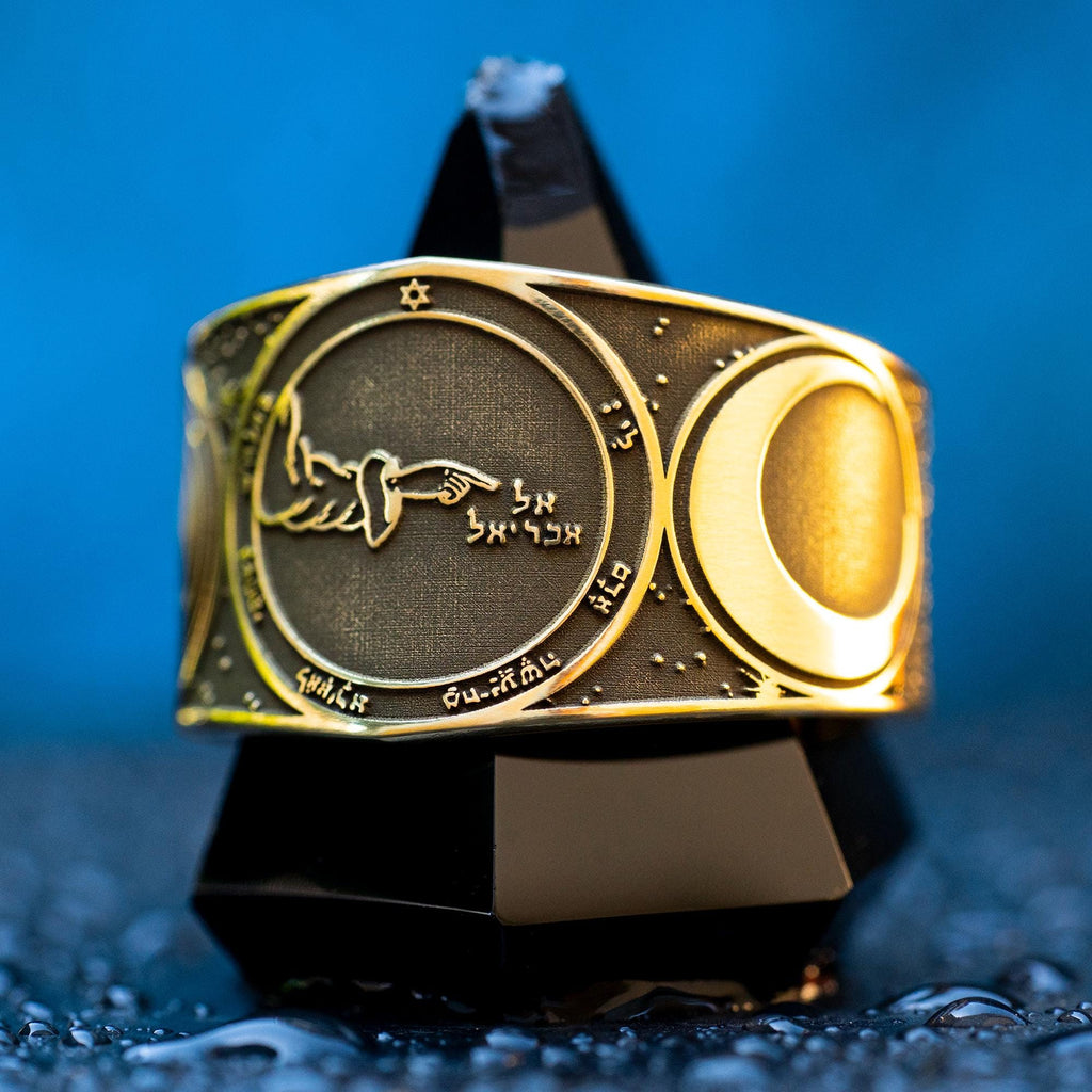 Goetia Second Pentacle of the Moon Brass Ring: Kabbalah Amulet Talisman