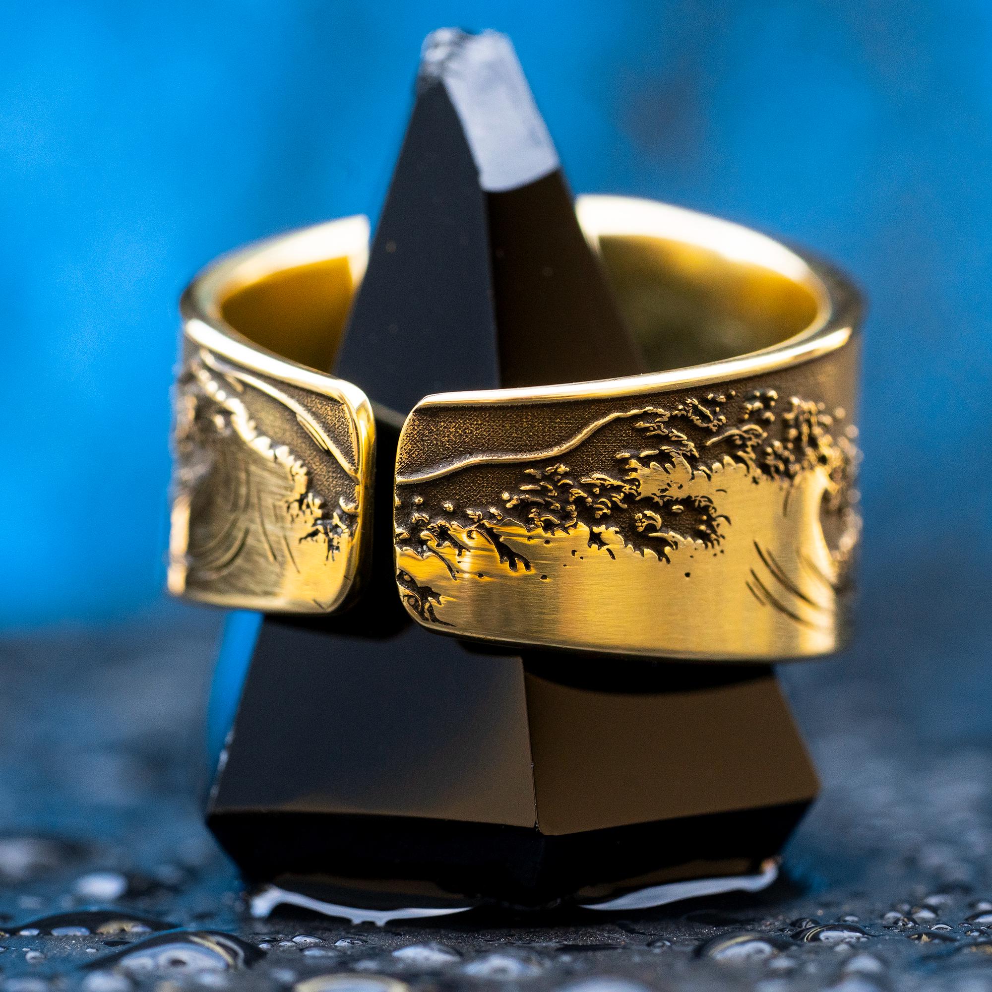 Alchemical Water Symbol Brass Ring: Intuition, Healing Talisman