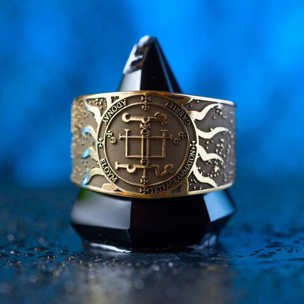 Archangel Gabriel Brass Ring: Seal of Solomon Kabbalah Amulet