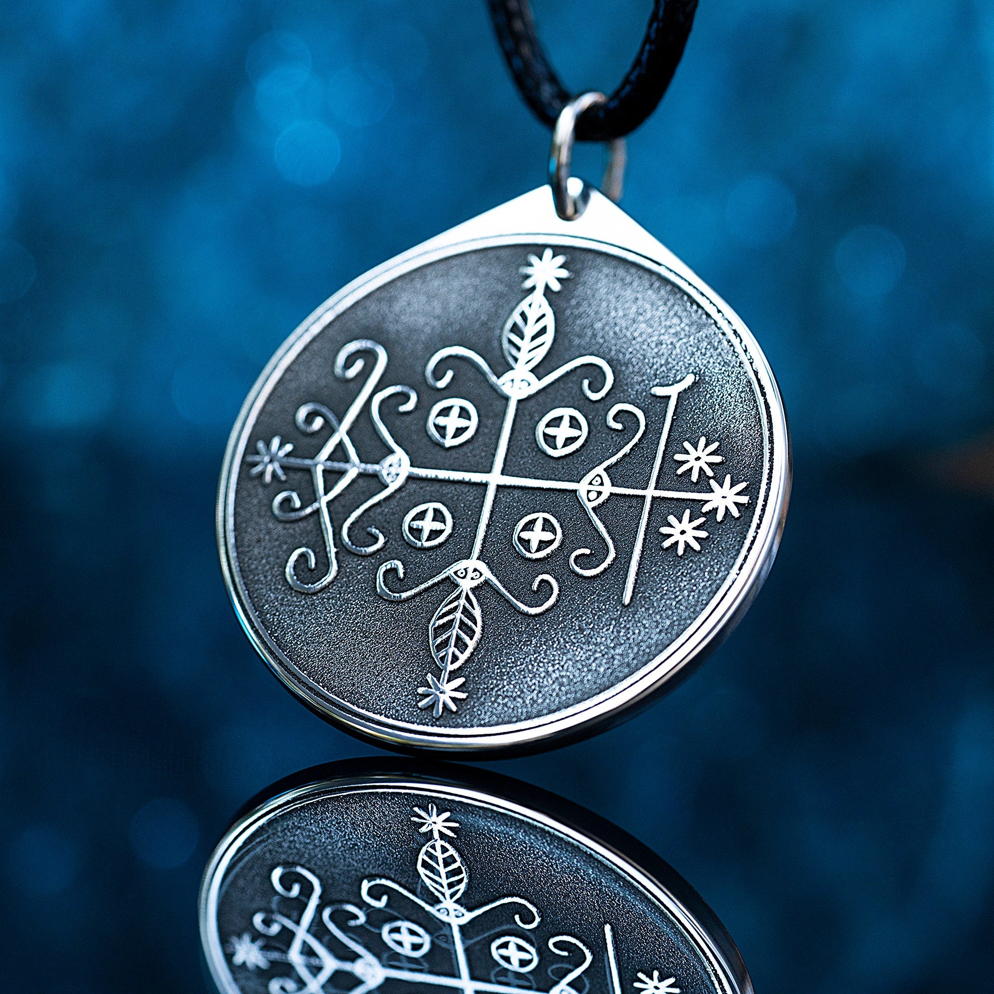 Papa Legba Veve Pendant: Vodou Amulet, Saint Lazarus Seal