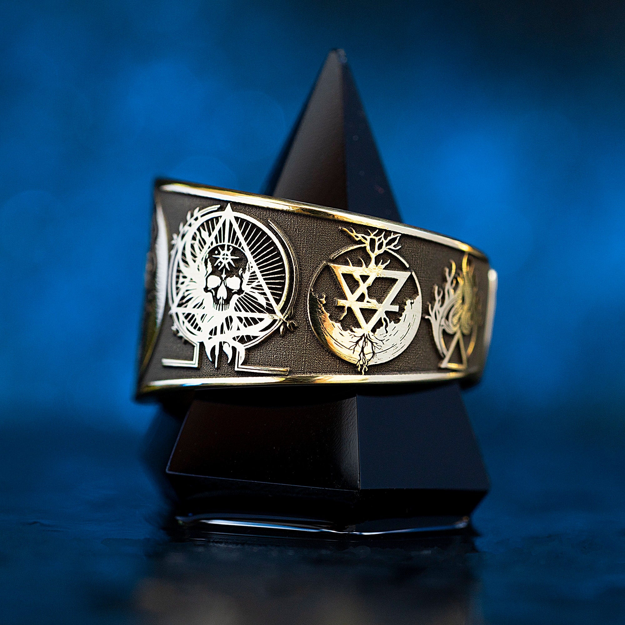 Alchemy Seal Ring: Elemental Cycle of Life and Death, Kabbalah Occult Goetia Talisman