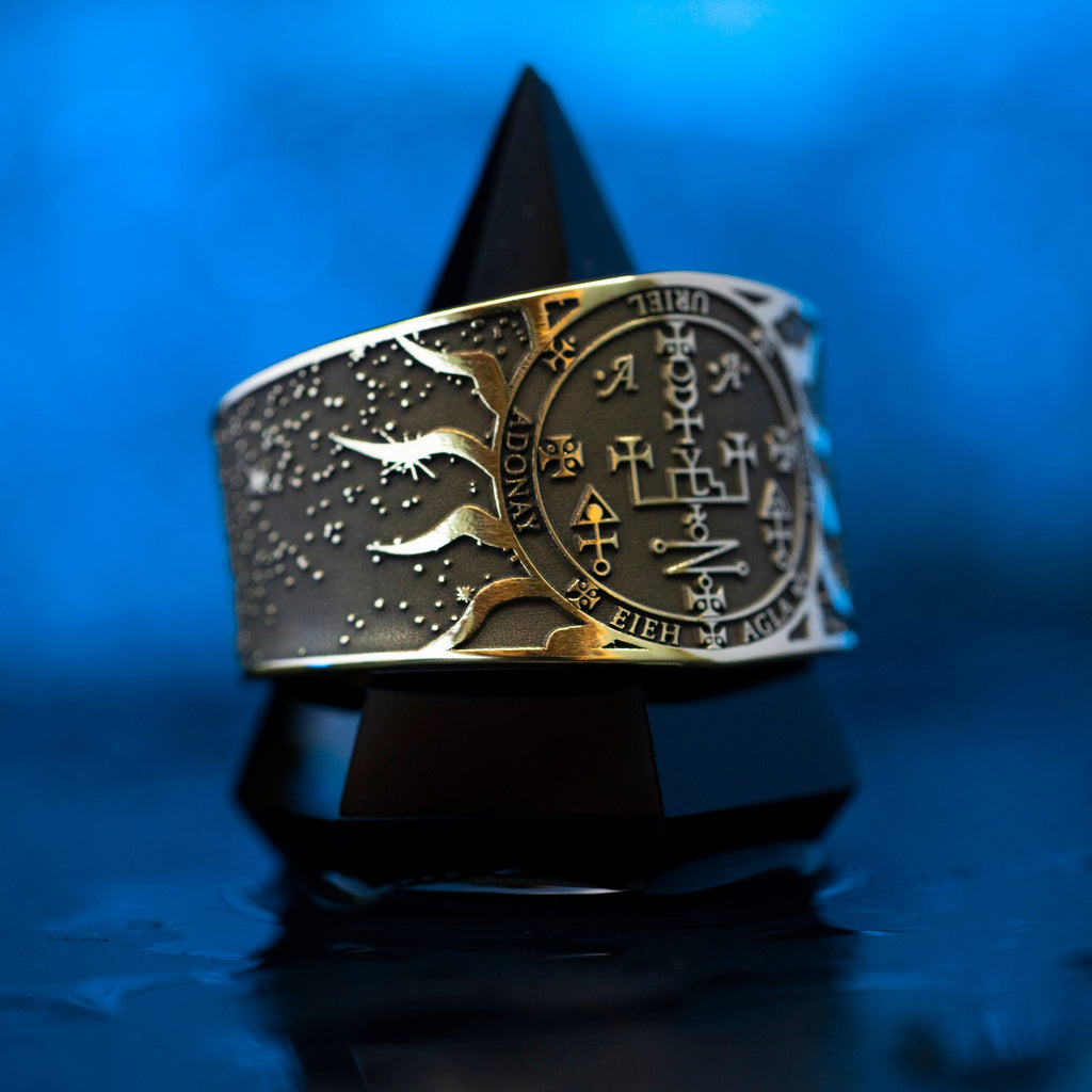 Archangel Uriel Brass Ring: Seal of Solomon Kabbalah Amulet