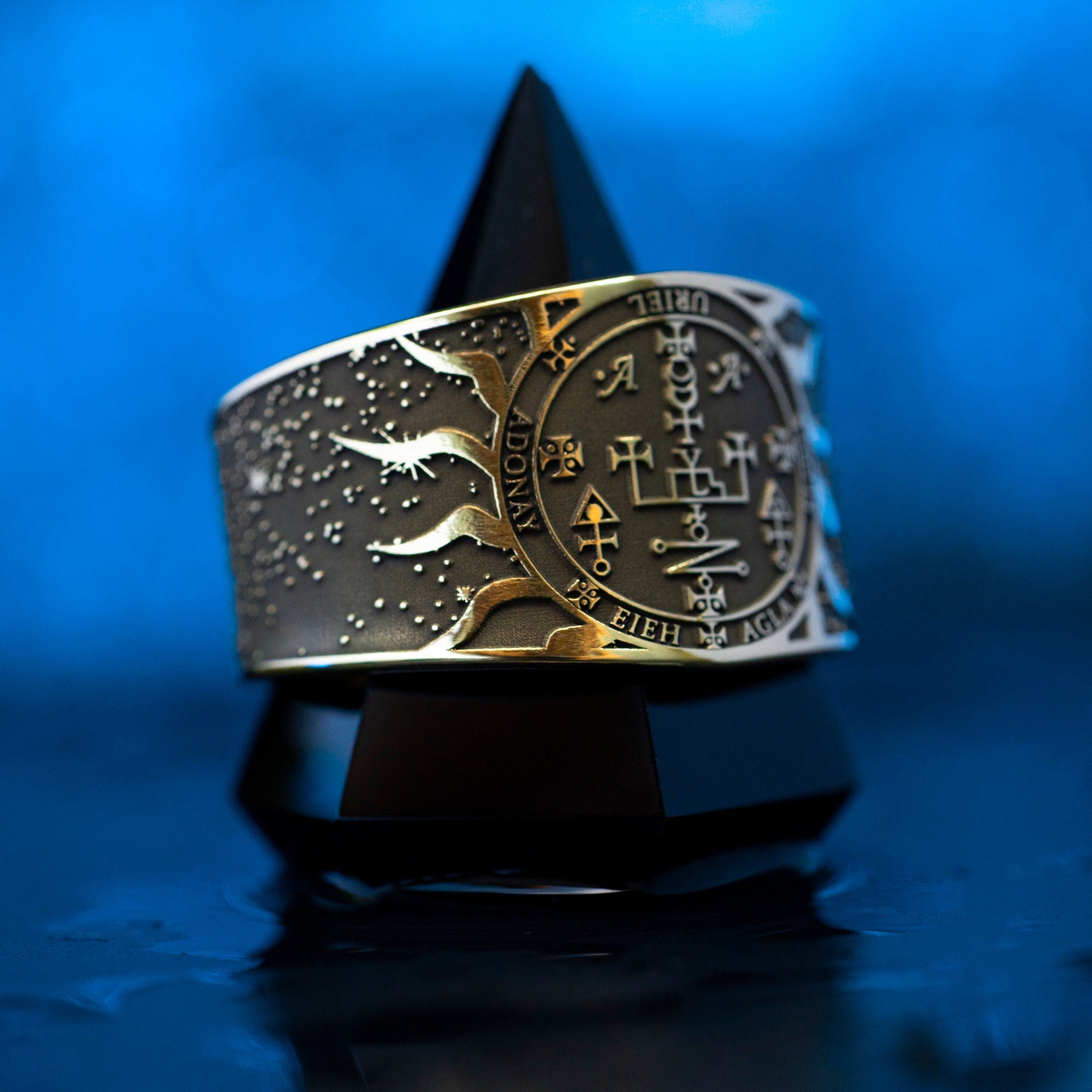 Archangel Uriel Brass Ring: Seal of Solomon Kabbalah Amulet