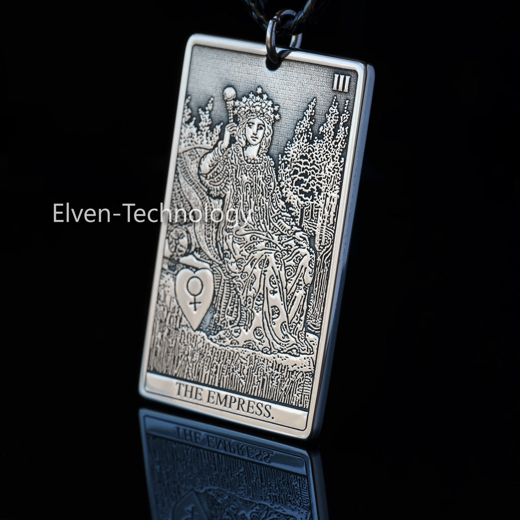 The Empress Tarot Card Pendant: Stainless Steel Occult Amulet