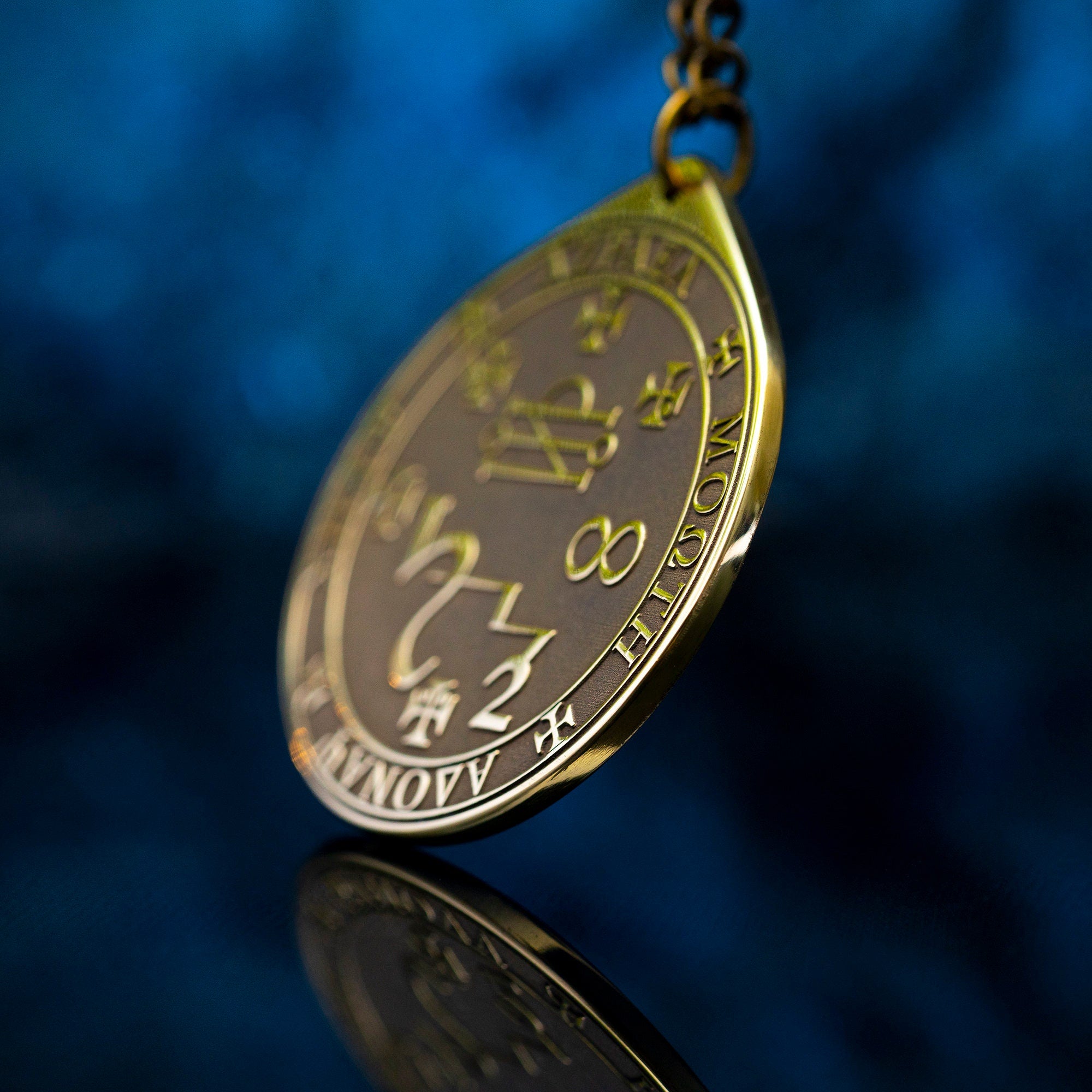 Archangel Azrael Brass Pendant: Seal of Solomon Kabbalah Amulet