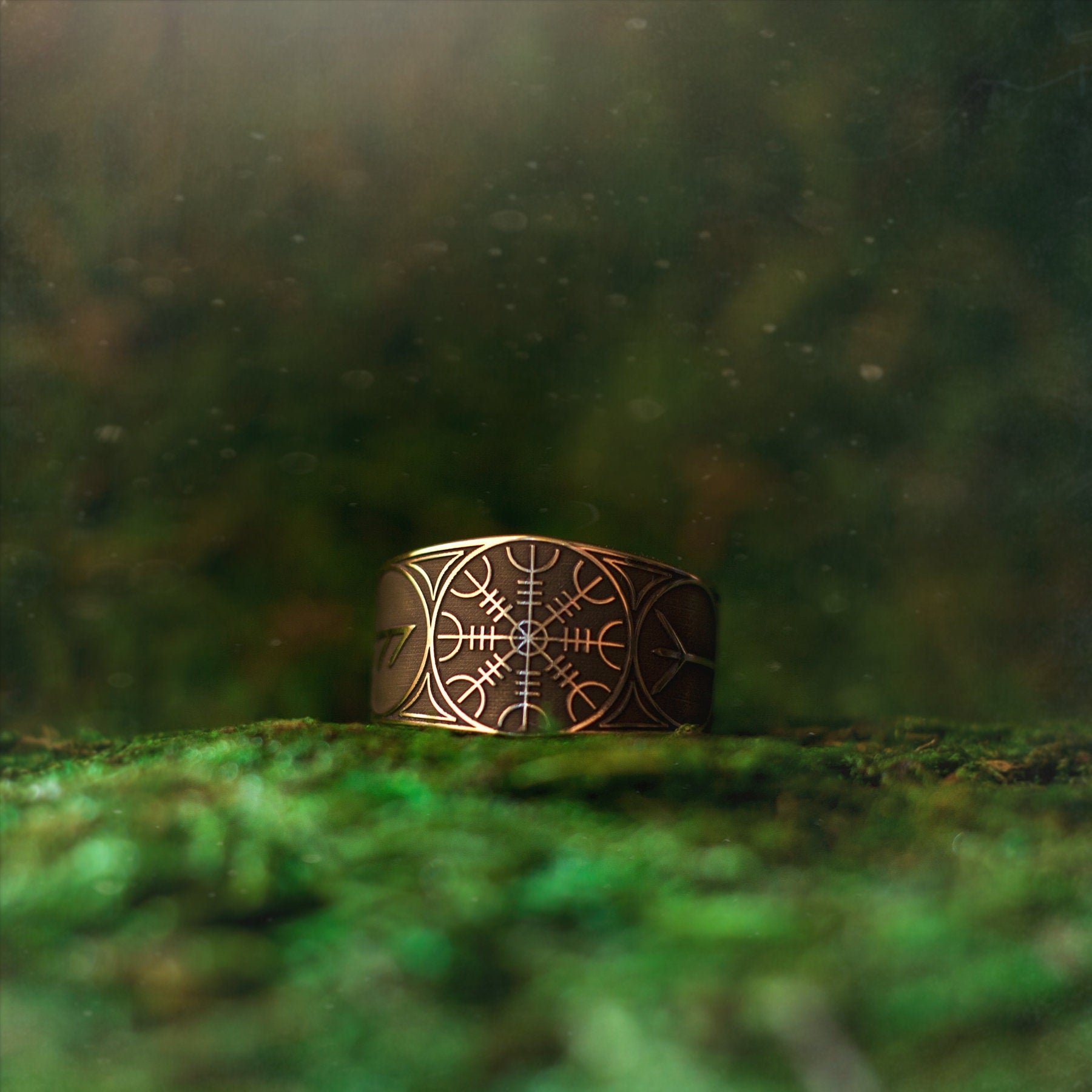 Viking The Helm of Awe Rune adjustable ring North Celtic amulet talisman occult magic