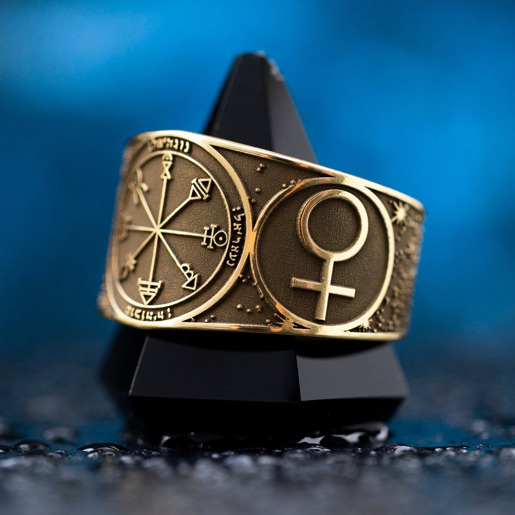 Goetia First Pentacle of Venus Ring: Kabbalah Seal of Solomon Amulet