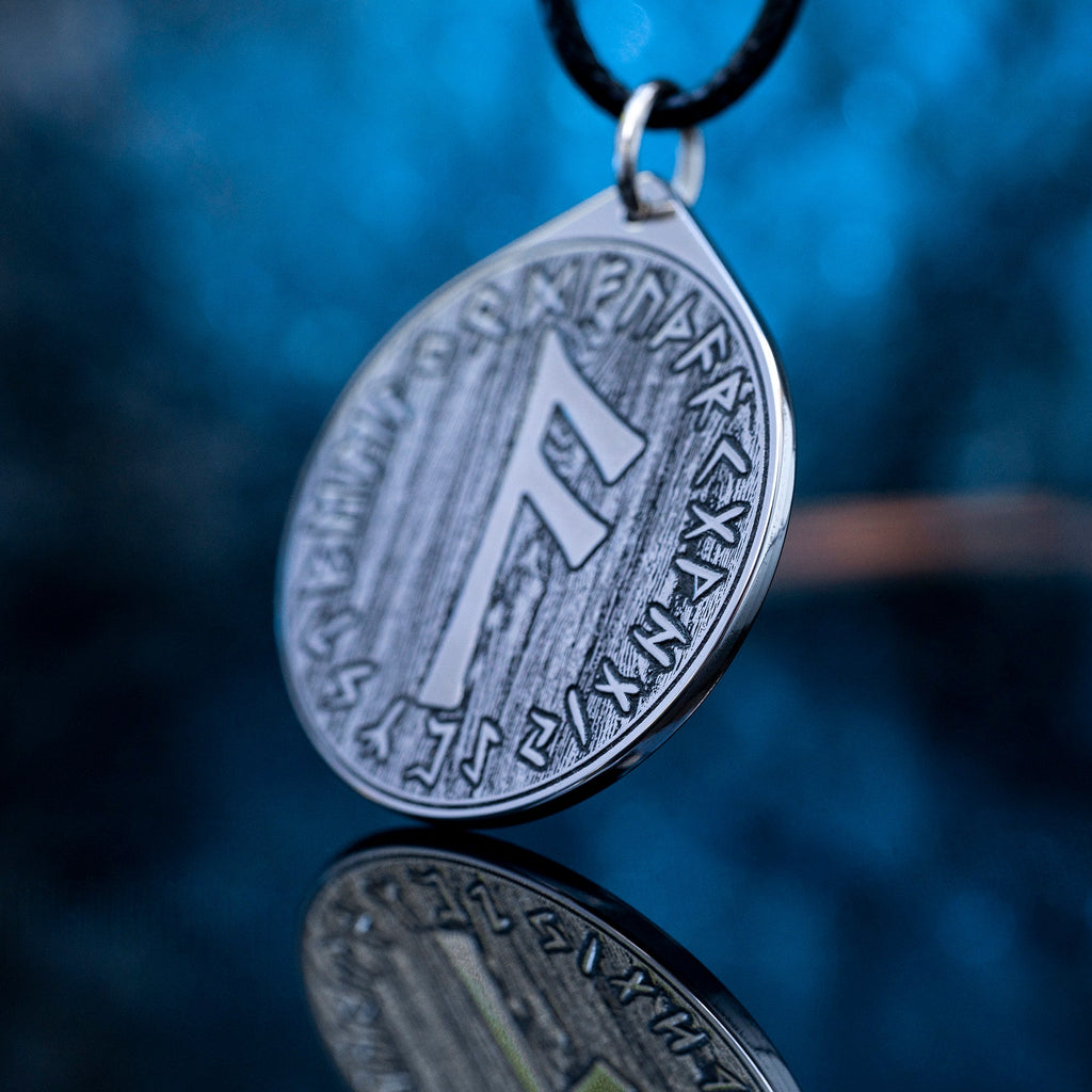 Viking Intelligence Ansuz Rune pendant in Wheel of Universe North Celtic amulet Elder Futhark talisman occult magic