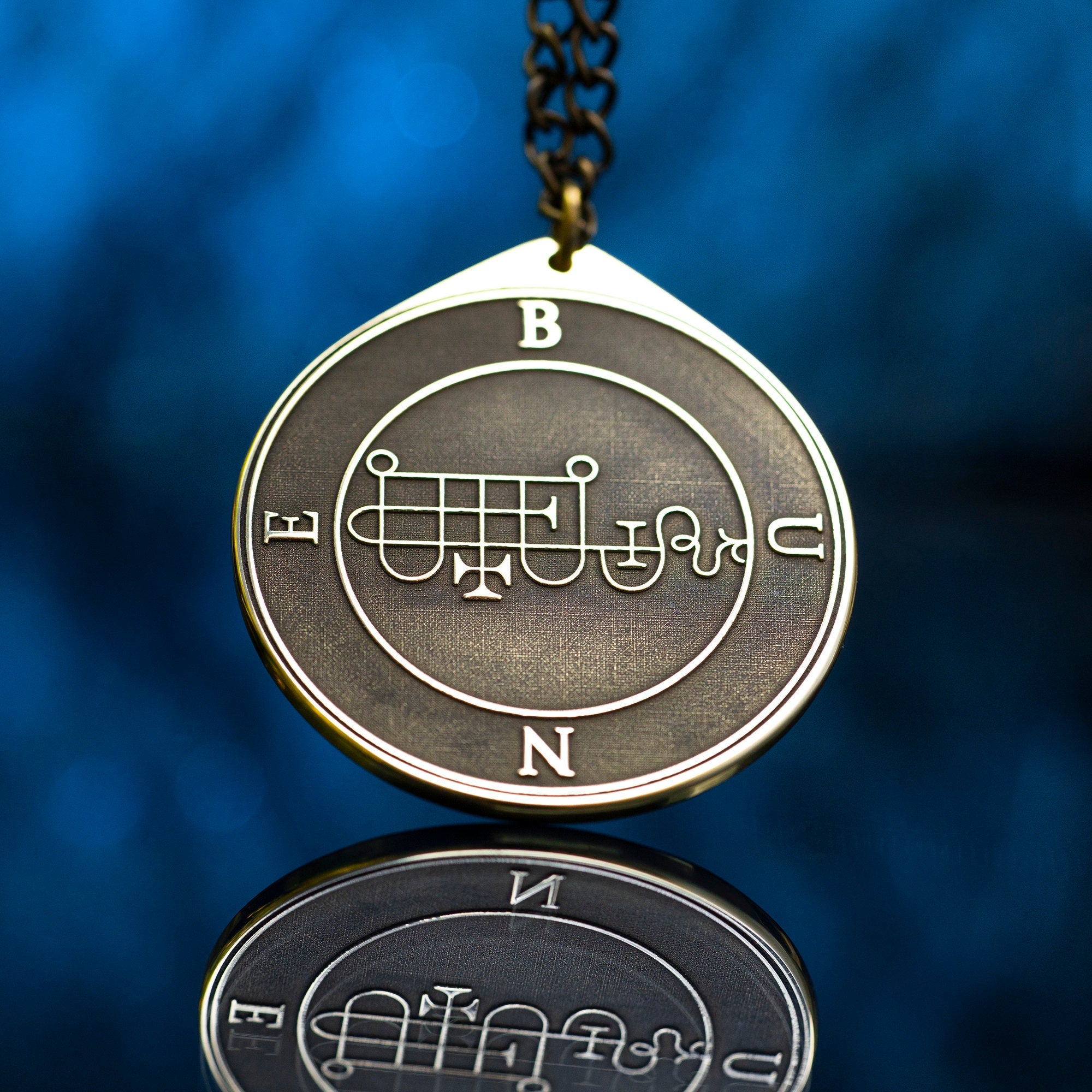 Duke Bune Seal Pendant: Brass Goetia Demon Amulet Talisman