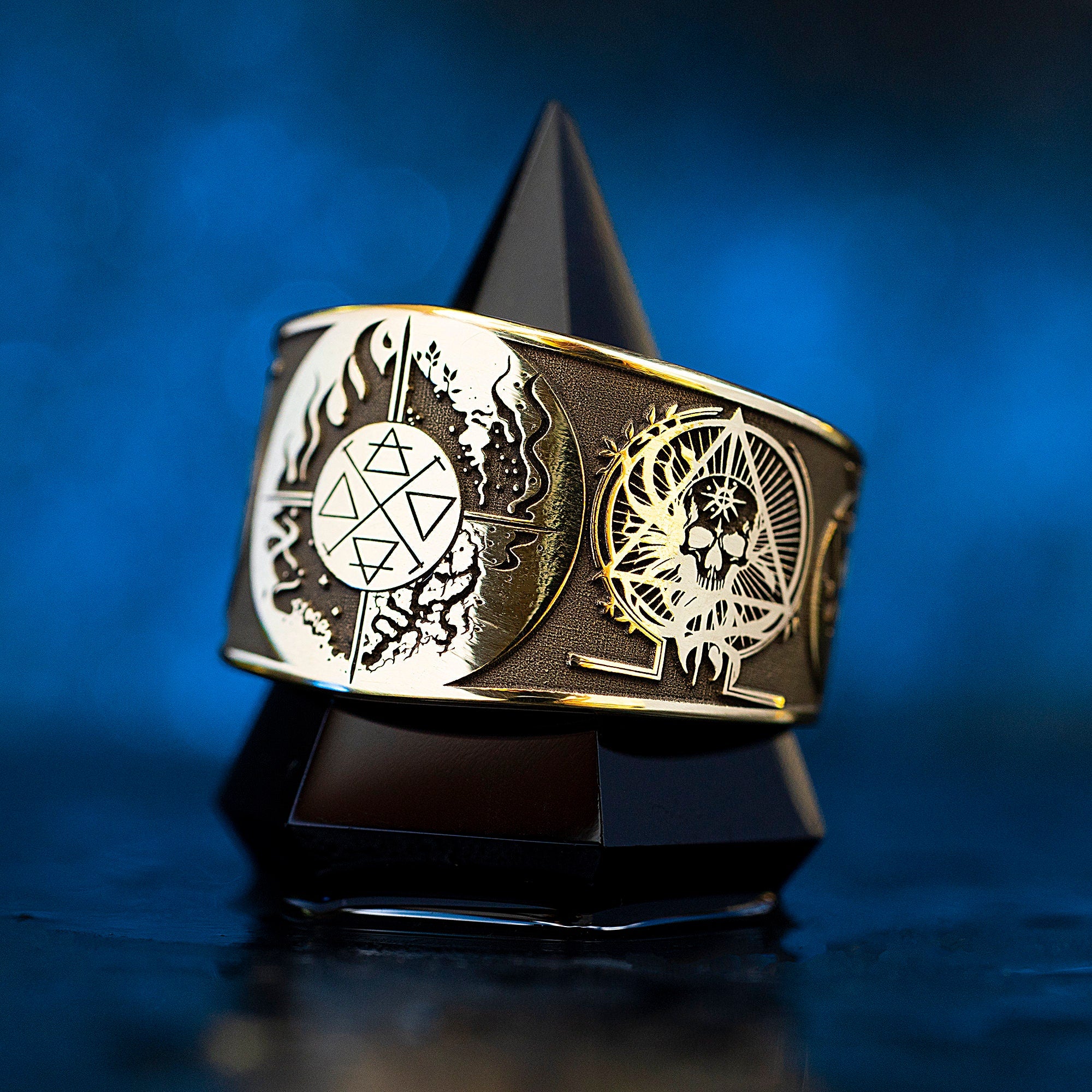 Alchemy Seal Ring: Elemental Cycle of Life and Death, Kabbalah Occult Goetia Talisman