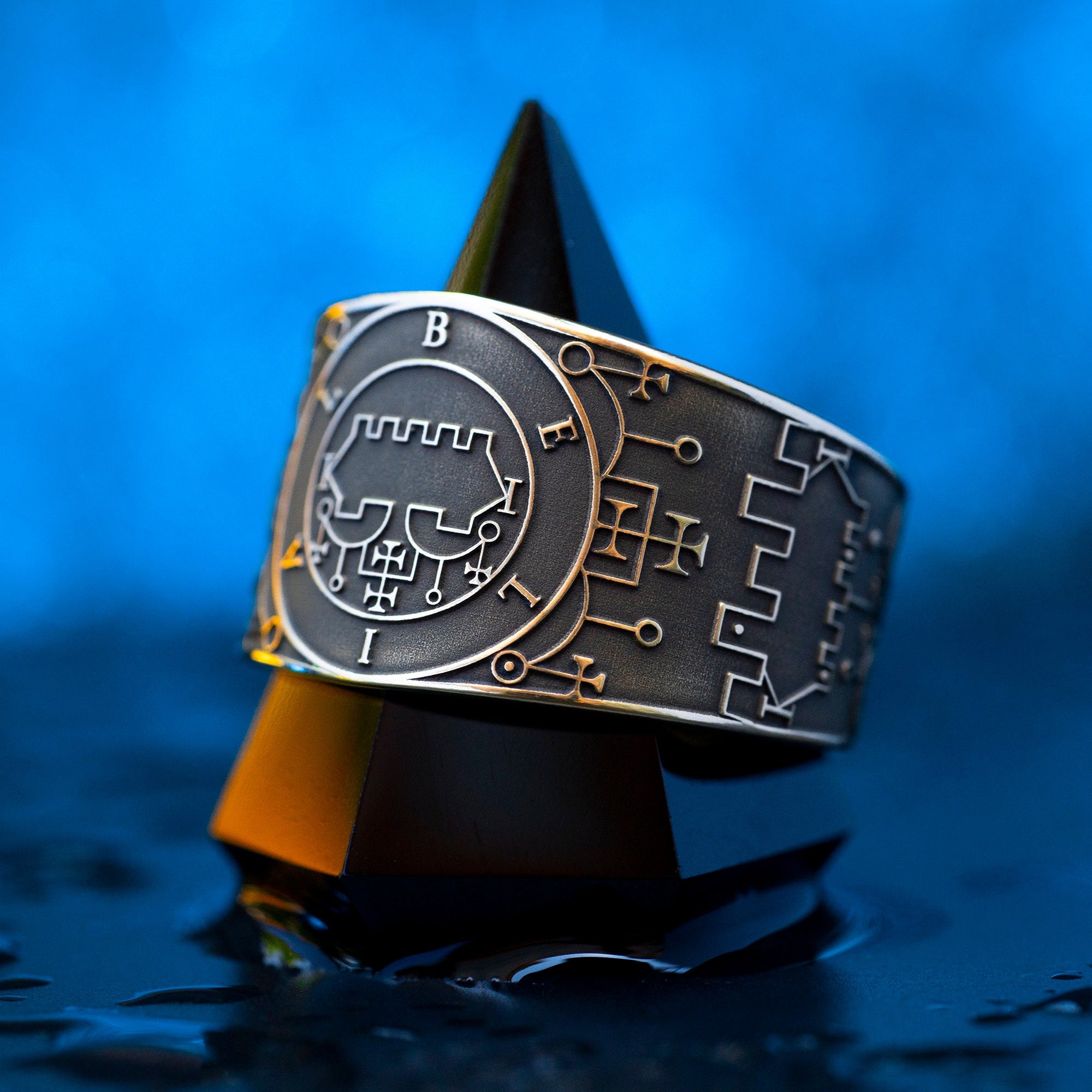 King Belial Divine Power of Demon occult adjustable ring Lesser Key of Solomon Seal sacred geometry kabbalah goetia magic