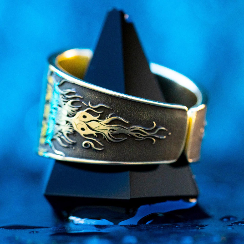 Alchemical Fire Symbol Brass Ring: Wiccan Esoteric Jewelry