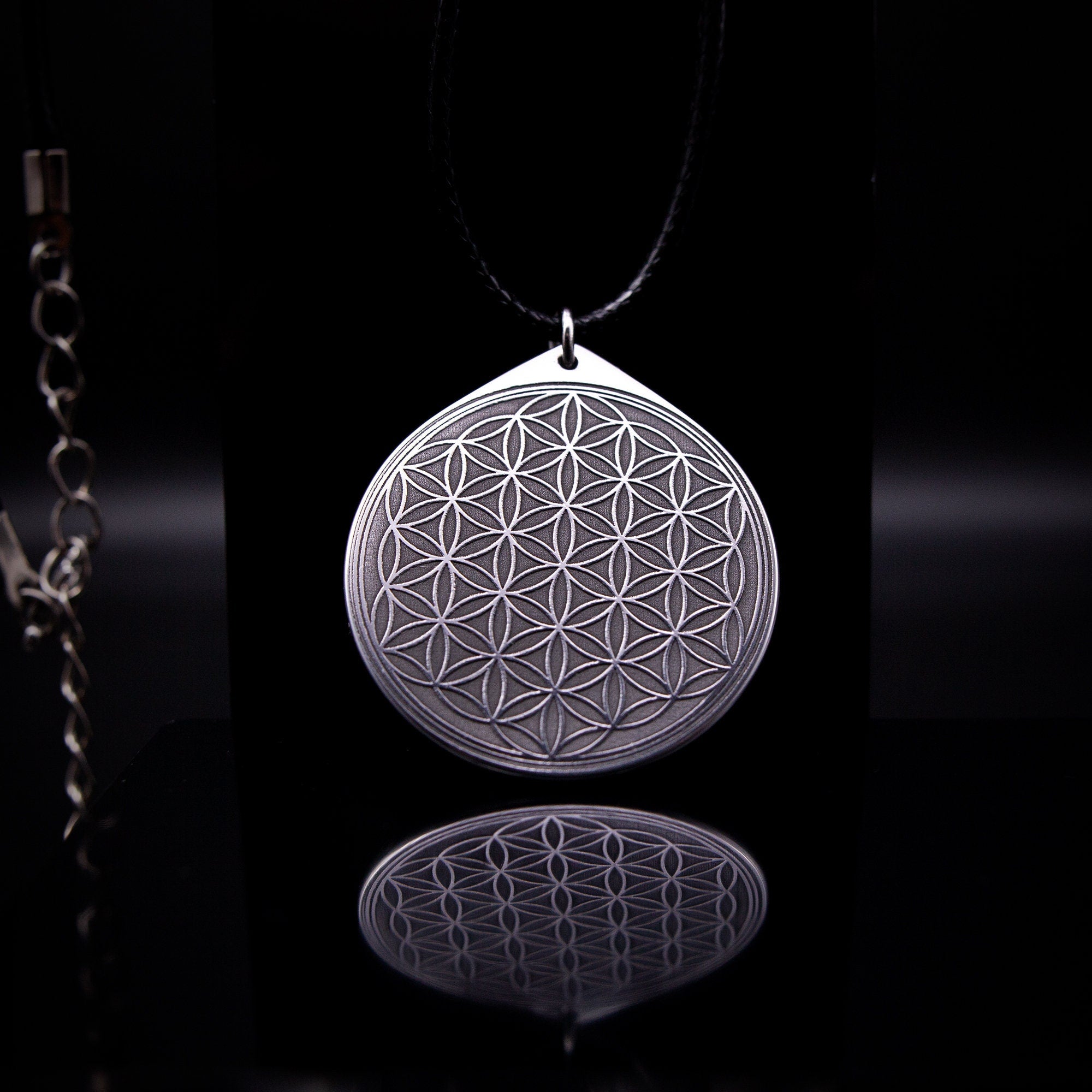 Flower of Life Stainless Steel Pendant: Kabbalah Amulet Talisman