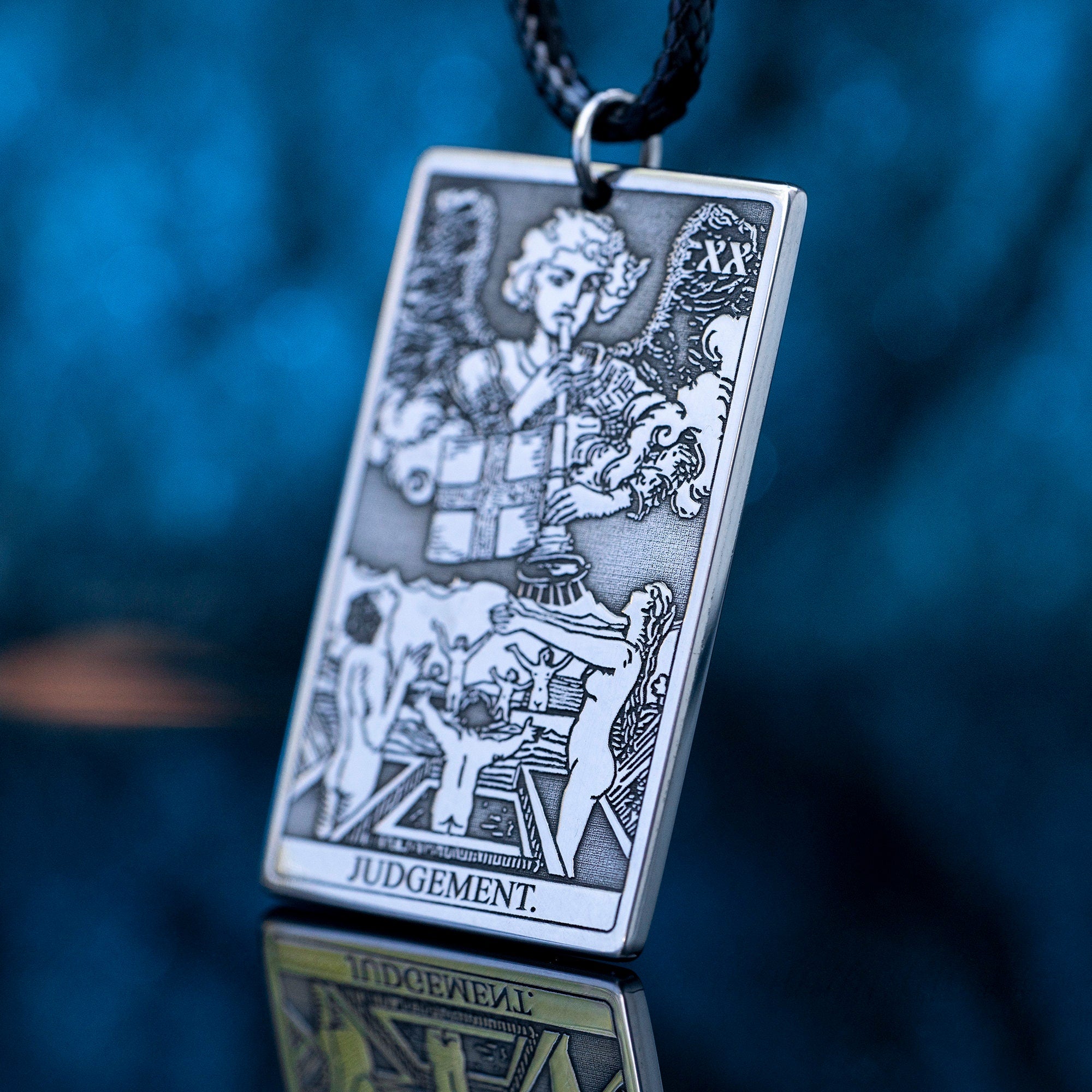 Judgement Tarot Card Pendant: Stainless Steel Occult Amulet