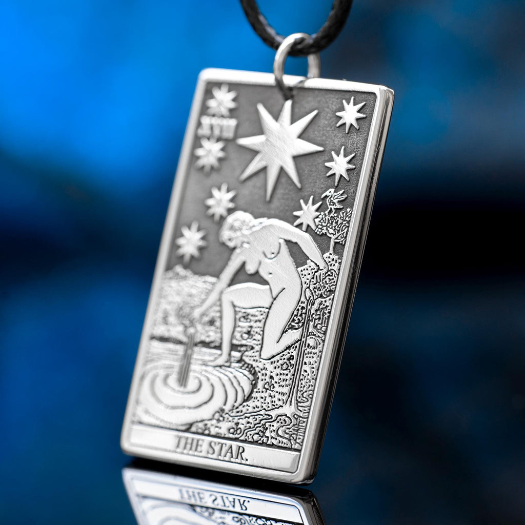 The Star Tarot Card Pendant: Stainless Steel Occult Amulet