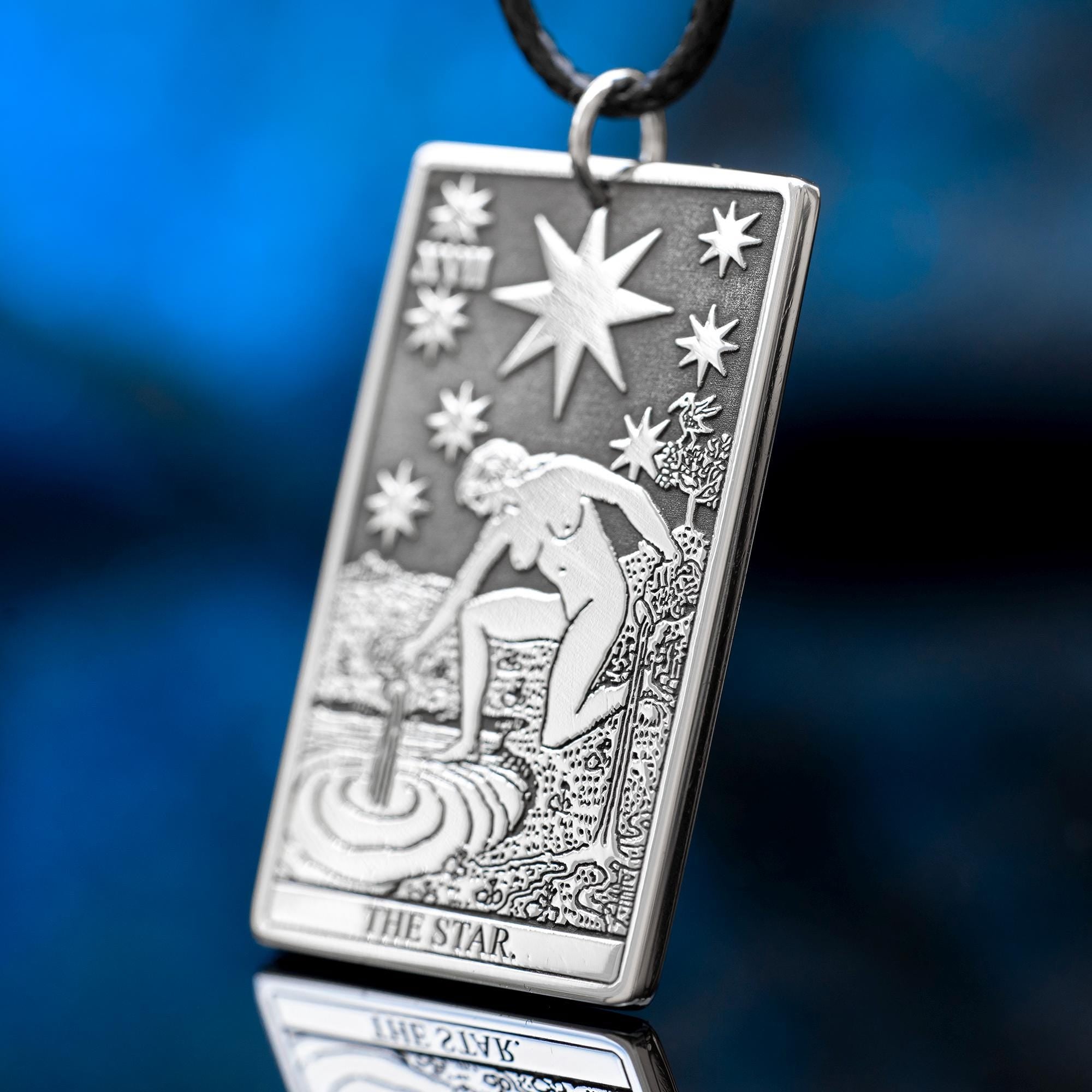 The Star Tarot Card Pendant: Stainless Steel Occult Amulet