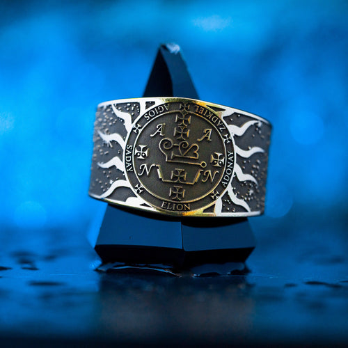 Archangel Zadkiel ring with symbolism of mercy, forgiveness, compassion, violet flame, and Kabbalah protection